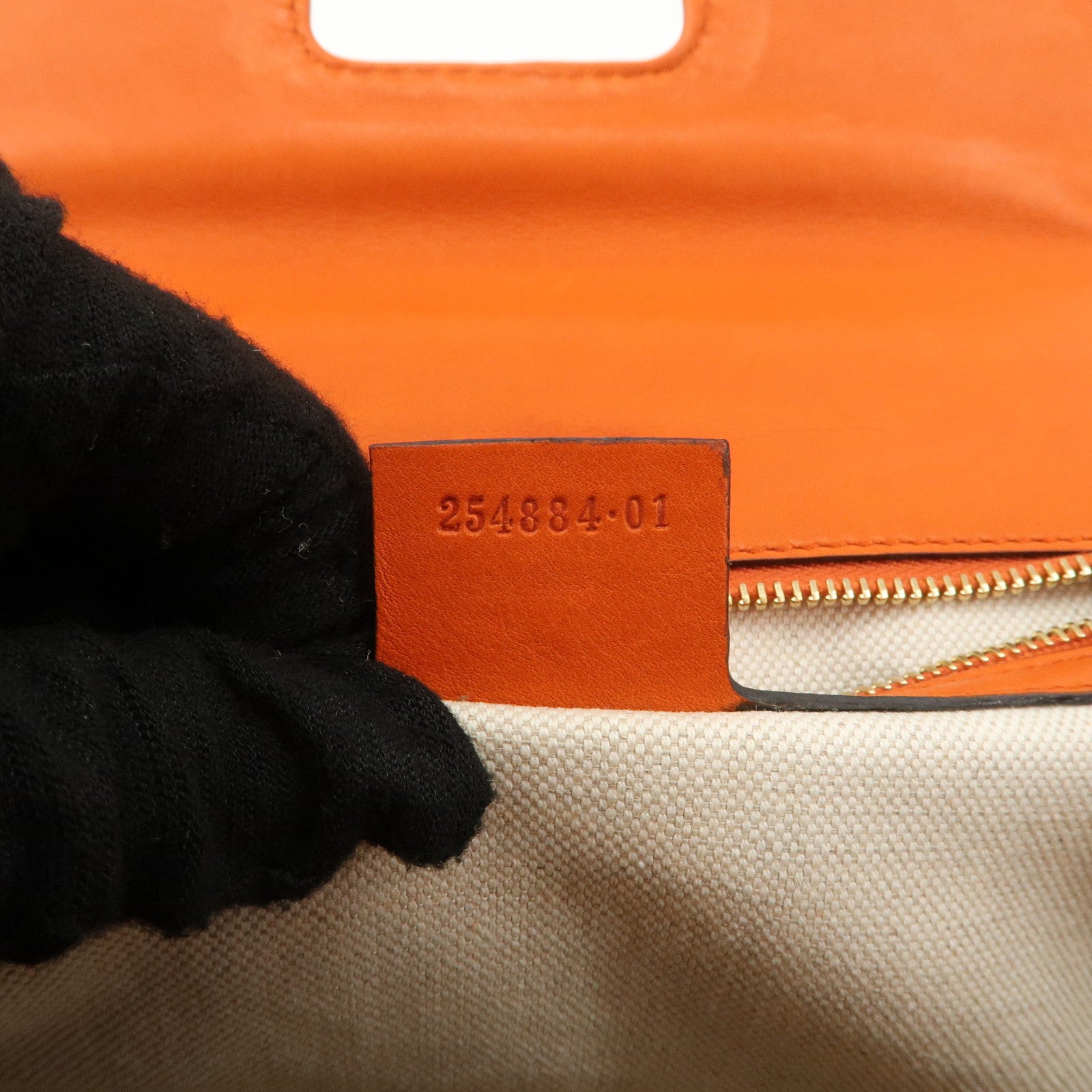 GUCCI Bamboo Leather 2Way Bag Hand Bag Shoulder Bag Orange 254884 Used