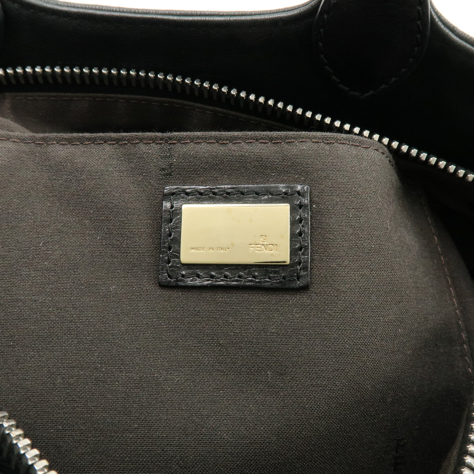 FENDI Leather 2Way Bag Hand Bag Shoulder Bag Black 8BR529