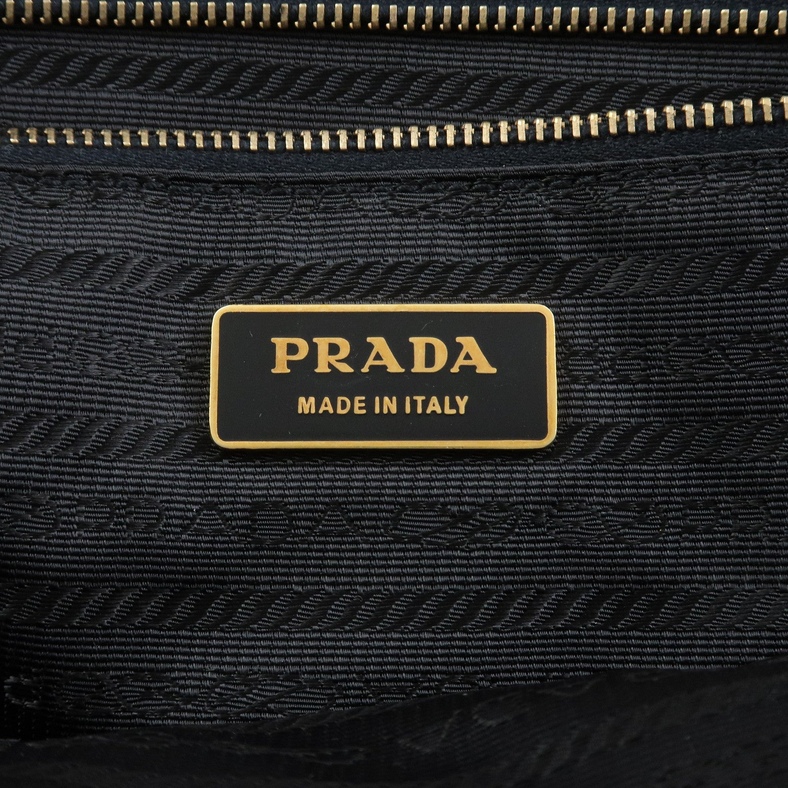 PRADA Triangle Logo Nylon Leather Hand Bag Navy