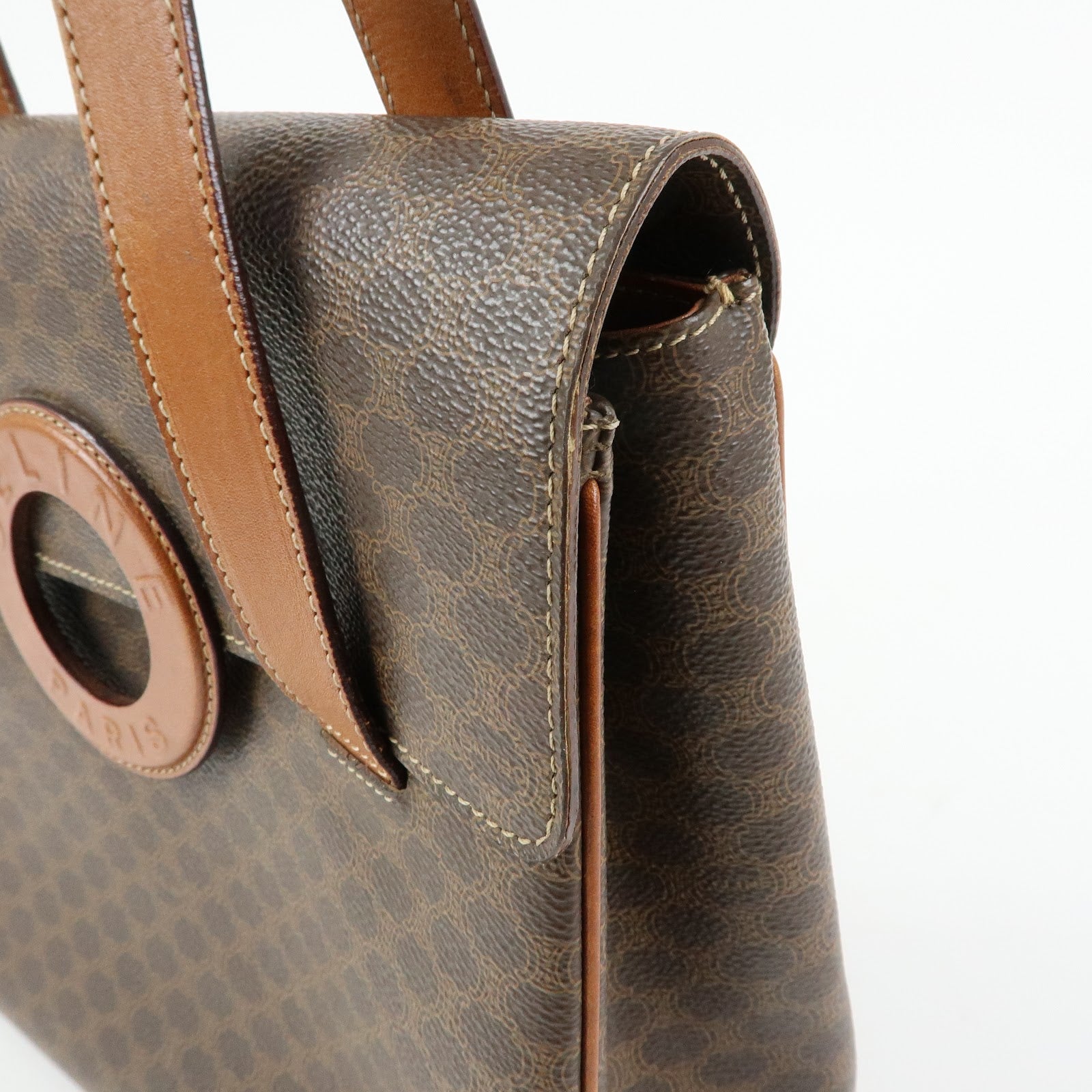 CELINE Macadam PVC Leather Shoulder Bag Tote Bag Brown