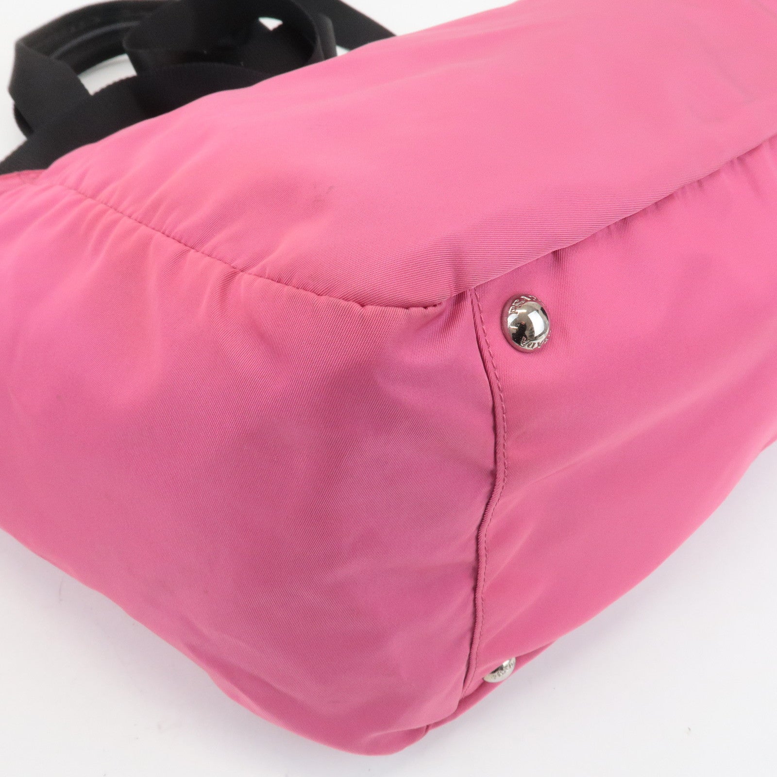 PRADA Triangle Logo Leather Nylon 2Way Bag Tote Bag Pink Black