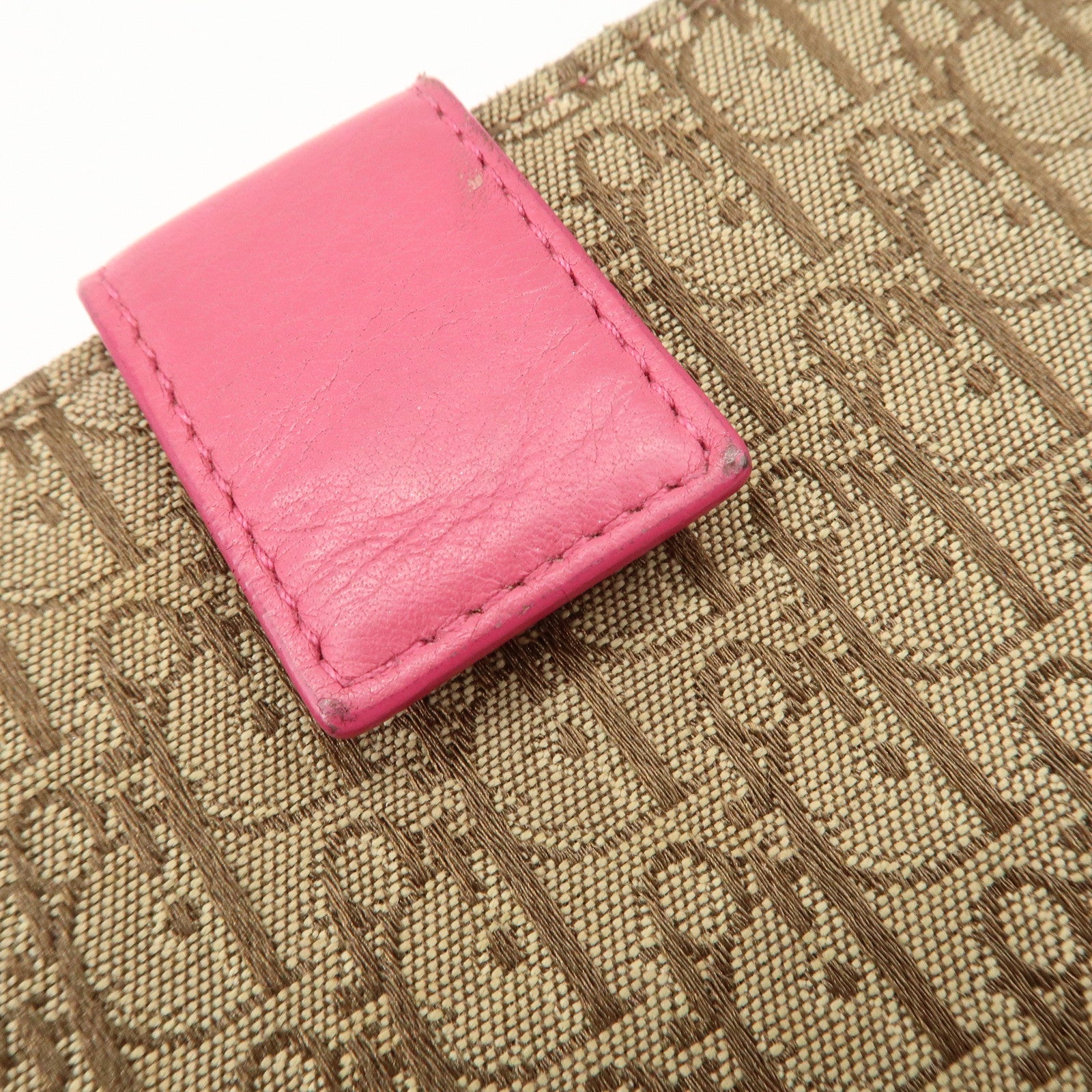 Christian Dior Trotter Street Chic Canvas Leather Long Wallet Pink