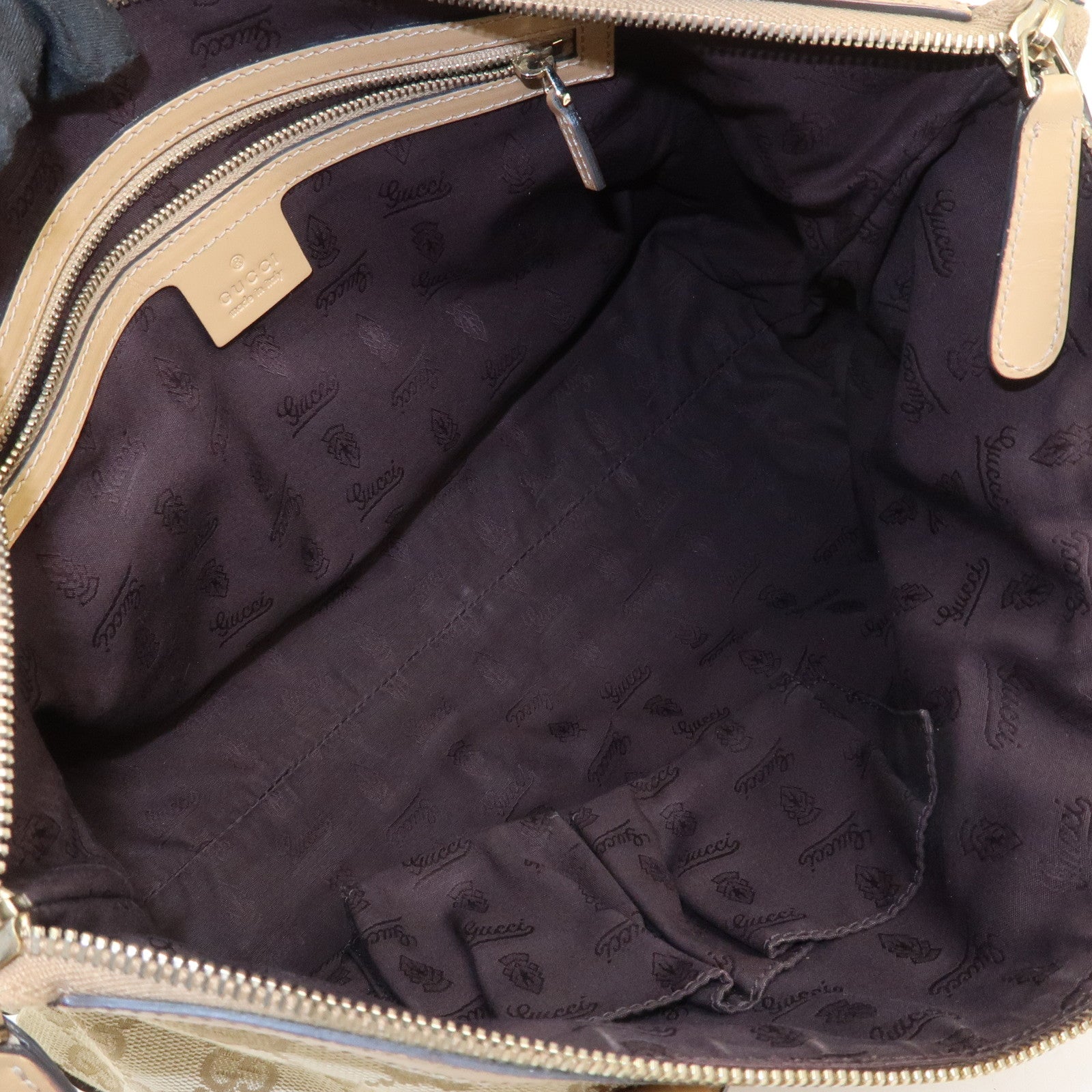 GUCCI Horsebit Sherry GG Canvas Leather Tote Bag Beige 232936 Used