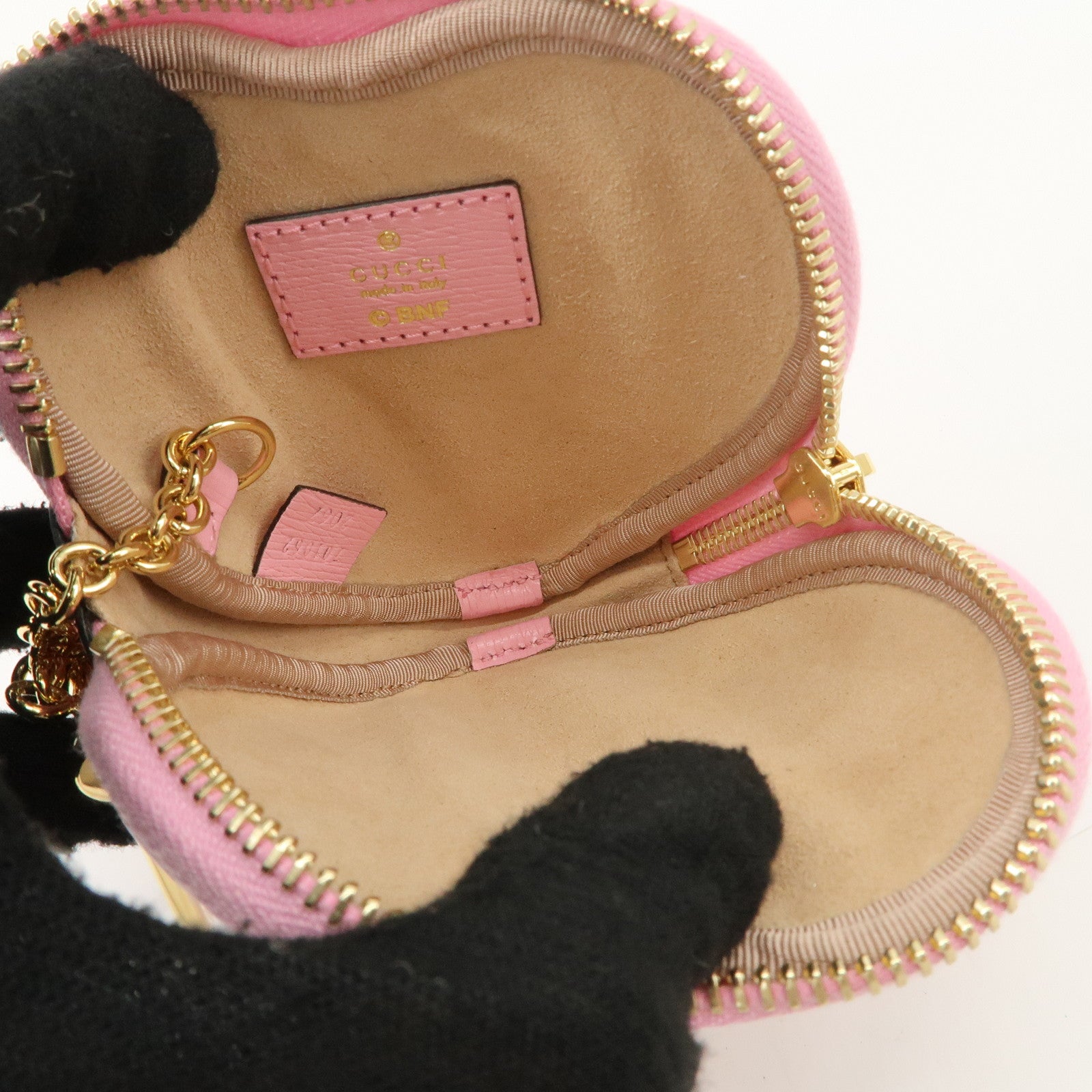 GUCCI Bananya Collaboration Leather Heart Coin Case Pink 701062 Used