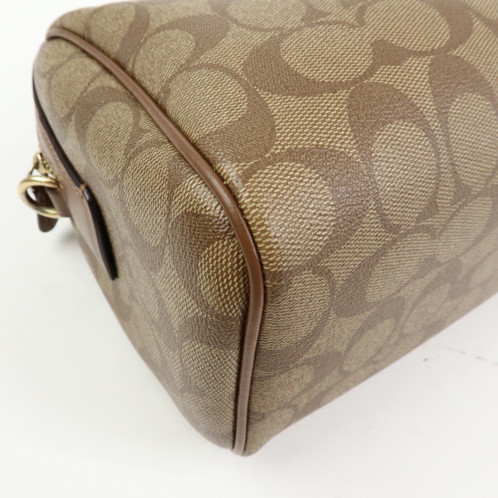 COACH Signature PVC Leather 2Way Shoulder Bag Hand Bag Brown
