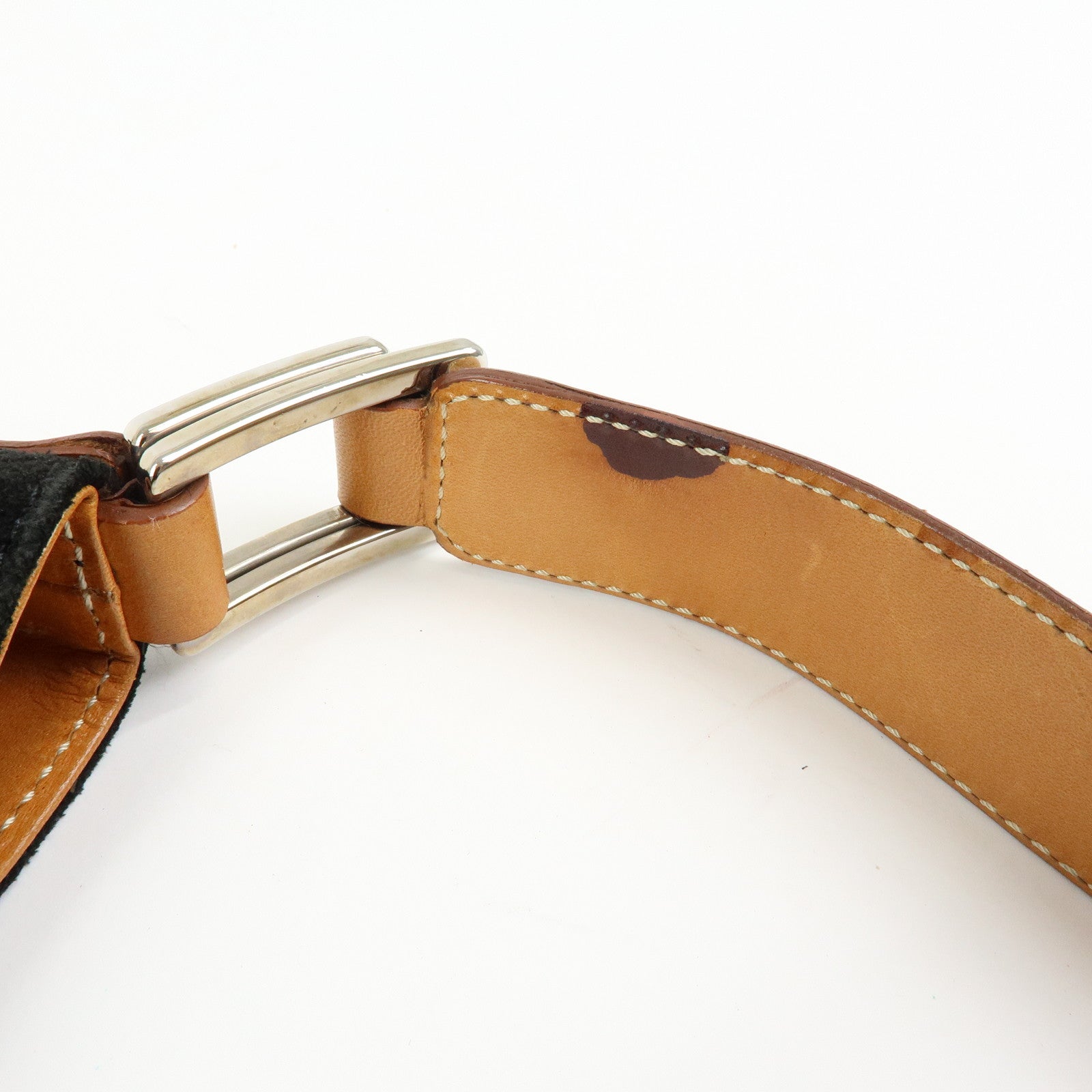 CELINE C Macadam Suede Leather Shoulder Bag Black Brown