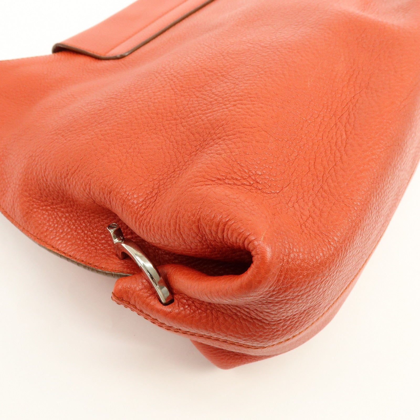 Ferragamo Gancini Leather Shoulder Bag Hand Bag Orange