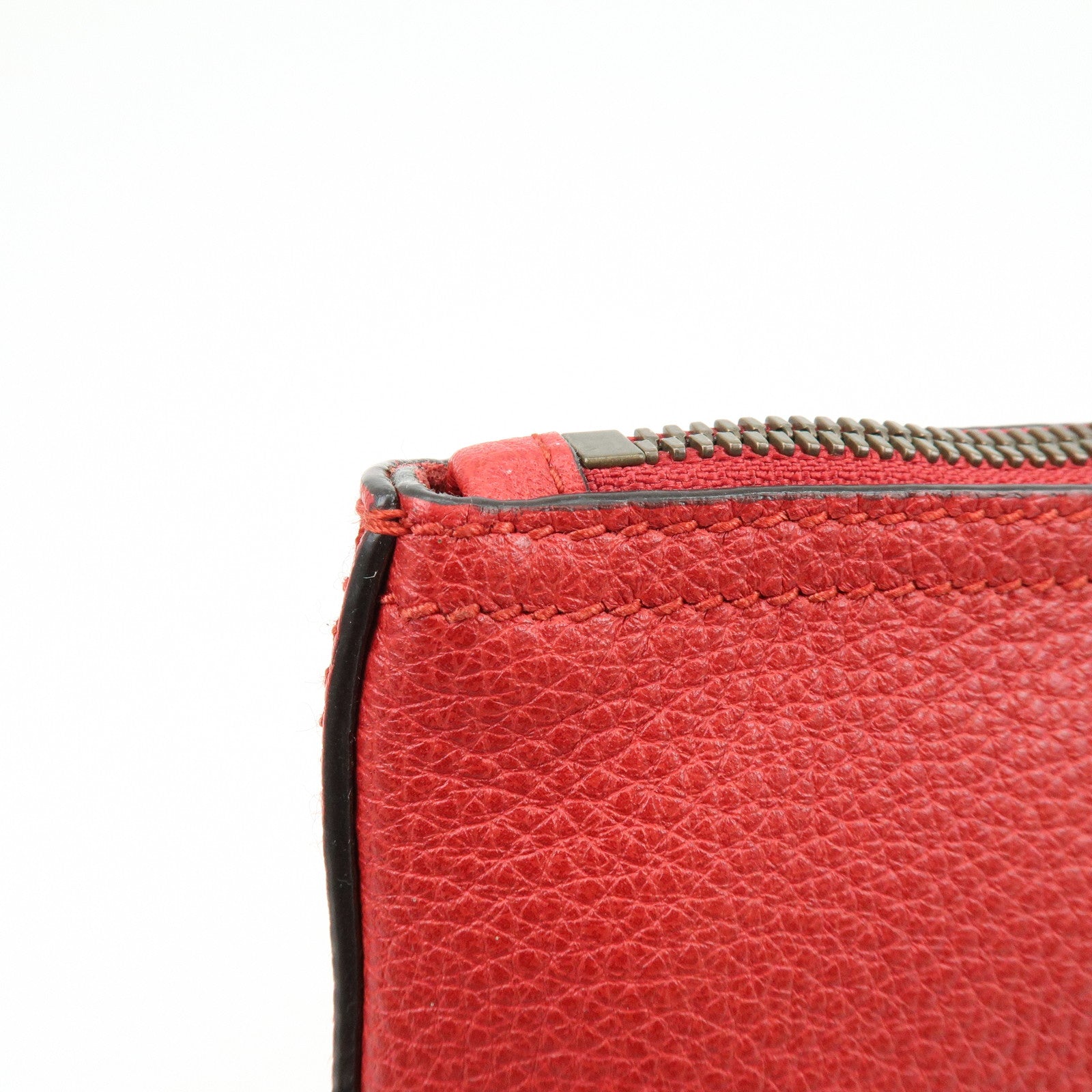 GUCCI Vintage Logo Medium Portfolio Leather Clutch Bag Red 500981