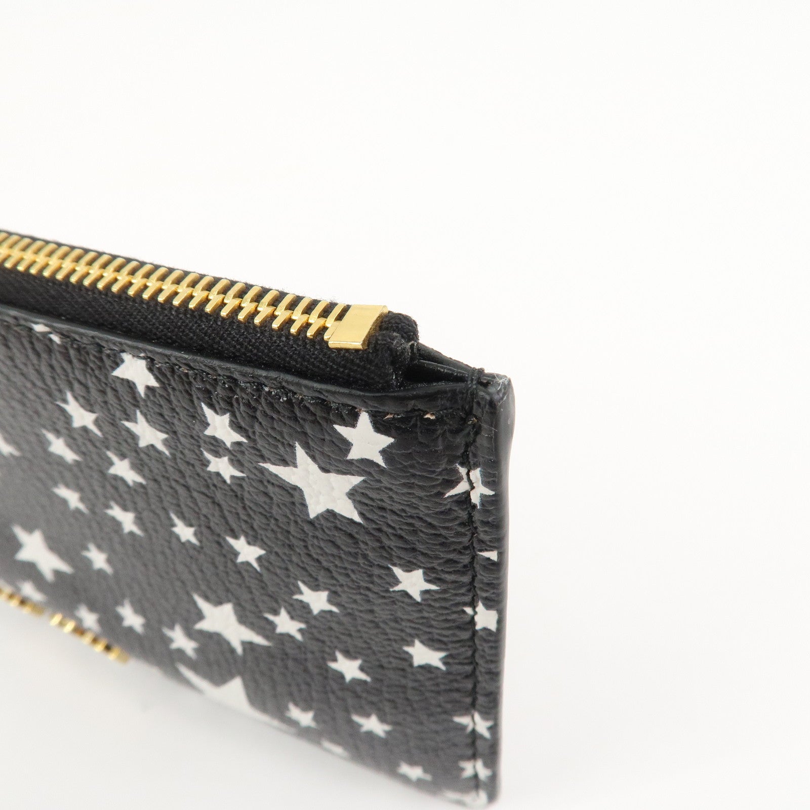 MIU MIU Leather Card Case Star Print Black 5MB006