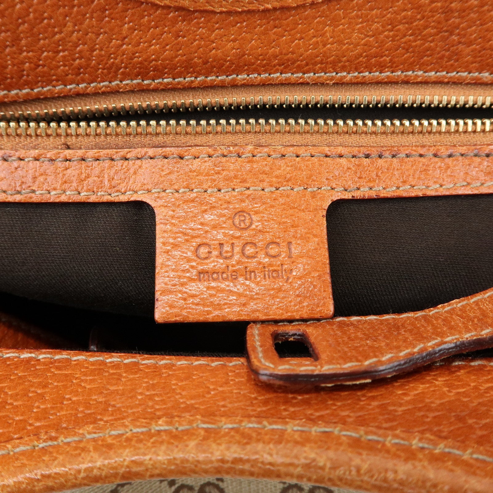 GUCCI GG Monogram Canvas Leather Shoulder Bag Brown 145761