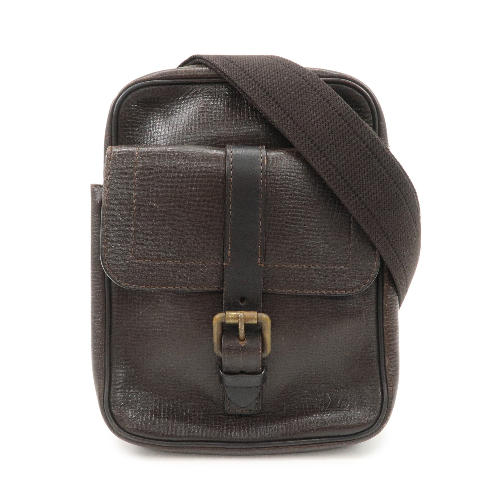 Louis Vuitton Utah Leather Irokuwa Crossbody Bag Cafe M92534 Used