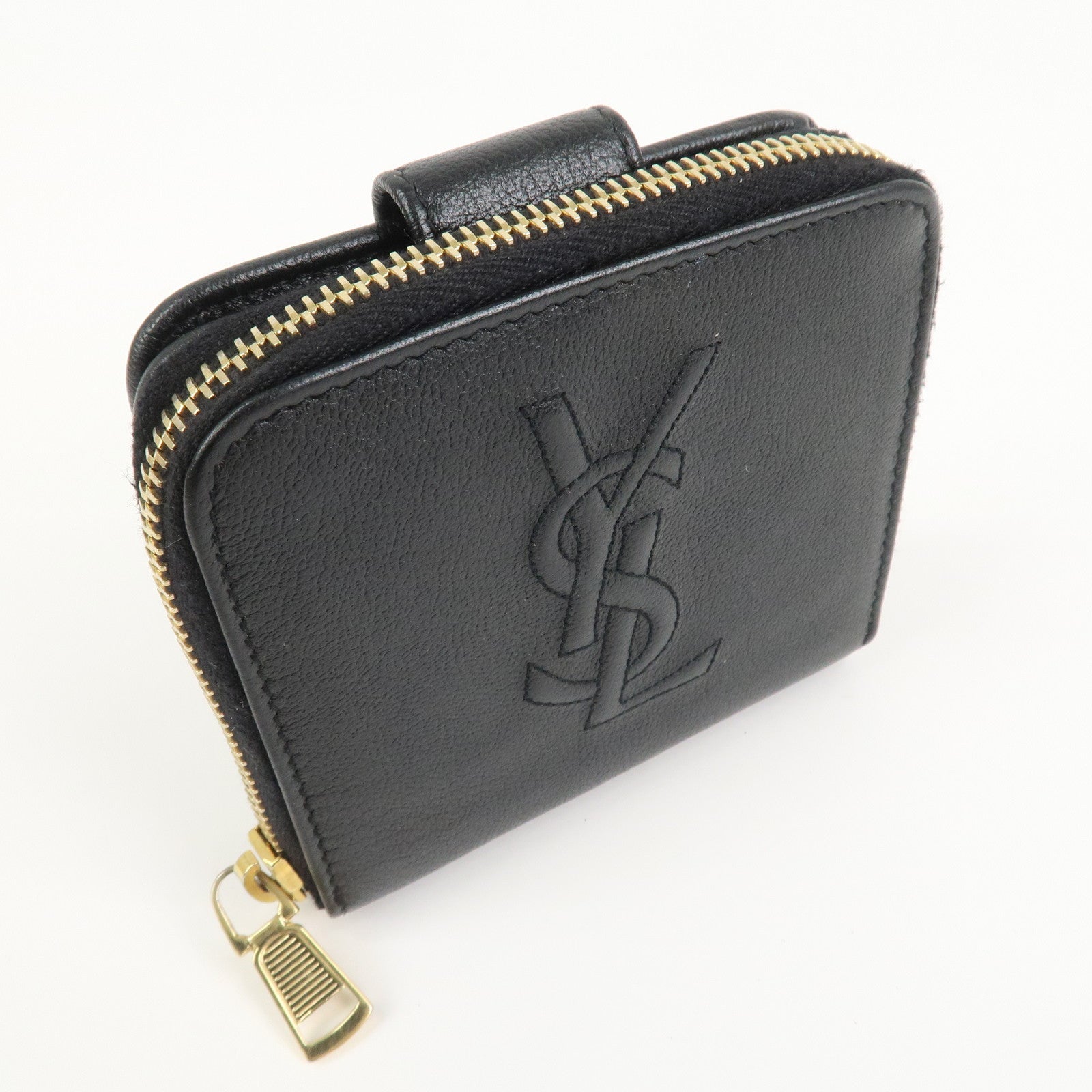 SAINT LAURENT PARIS Coin Case Coin Wallet Leather Black Logo 352906