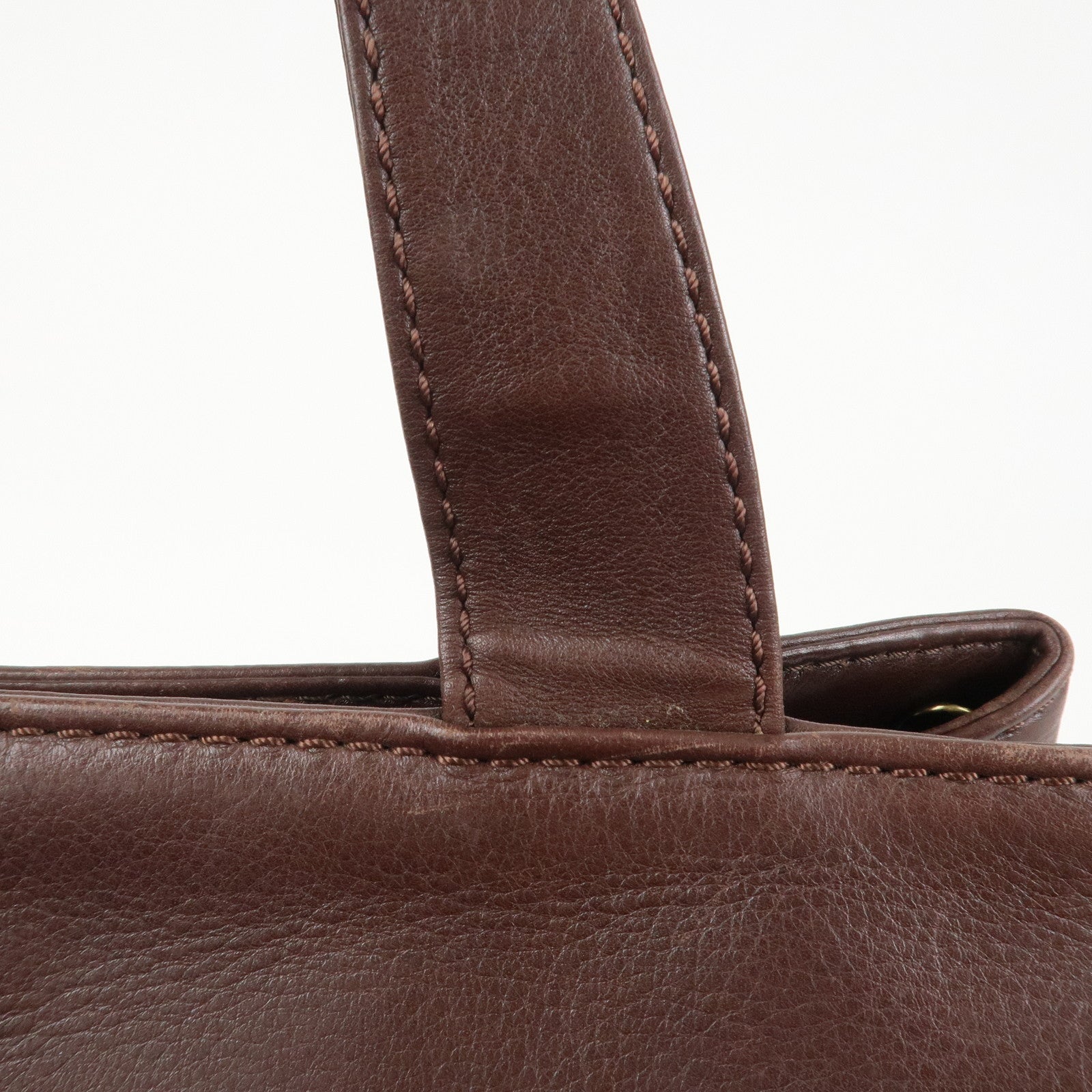 CHANEL Leather 2Way Bag Shoulder Bag Hand Bag Brown Gold