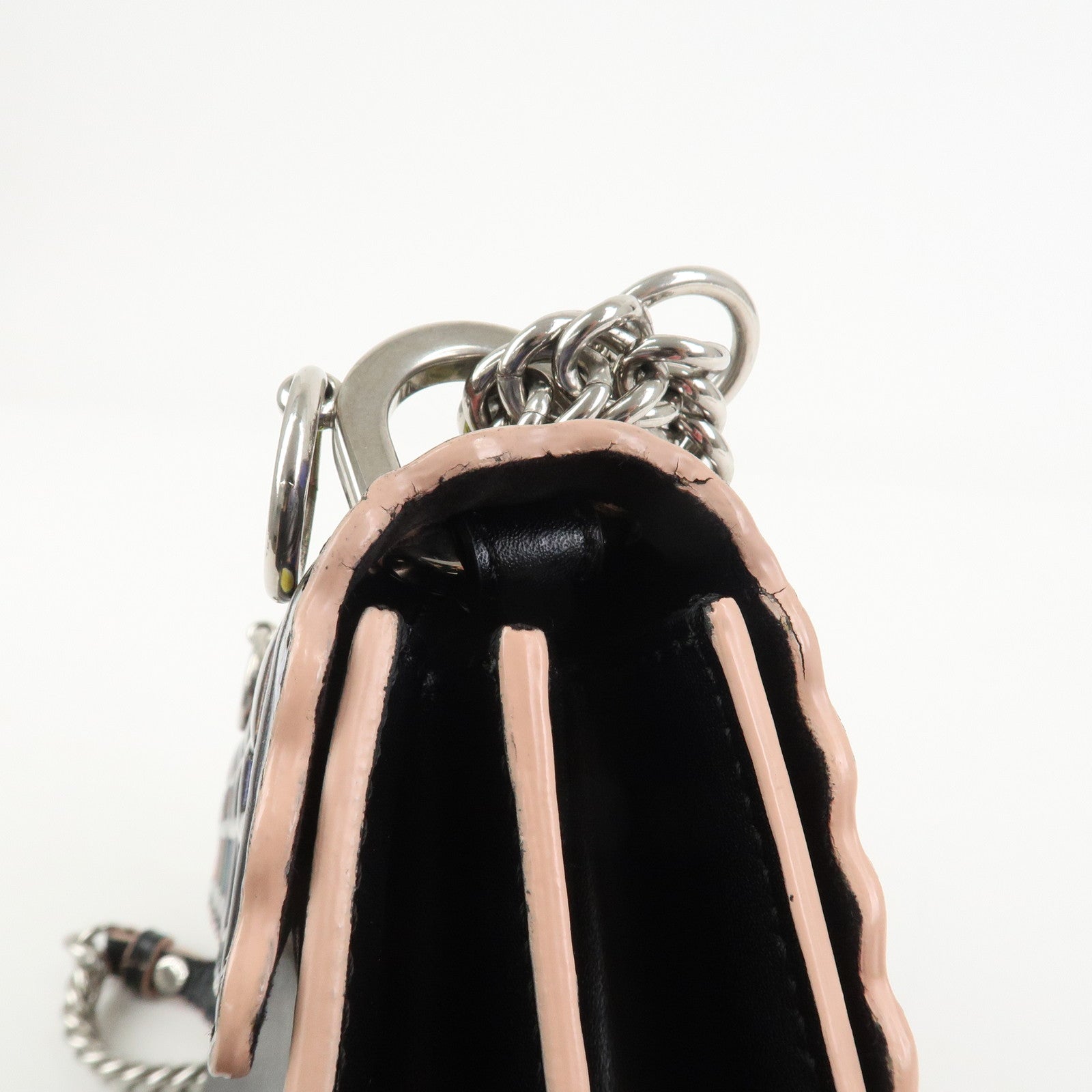 FENDI Zucca Leather Mini Kan I Chain Shoulder Bag Multicolor 8M0381