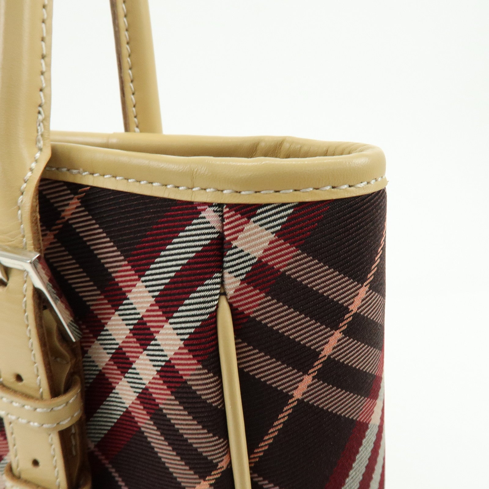 BURBERRY Blue Label Canvas Leather Tote Bag Sholuder Bag Brown Pink