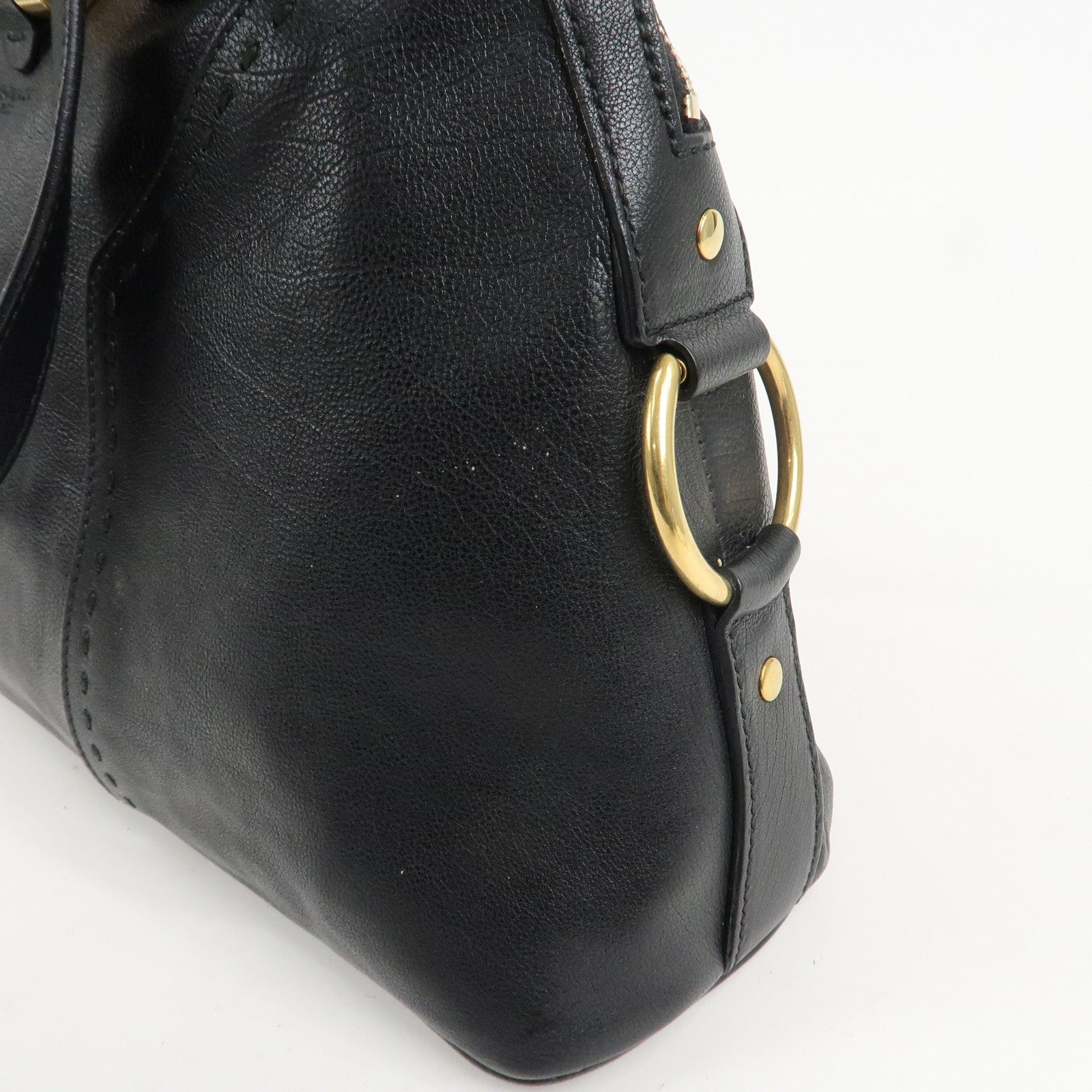 SAINT LAURENT PARIS Leather Muse Hand Bag Shoulder Bag Black