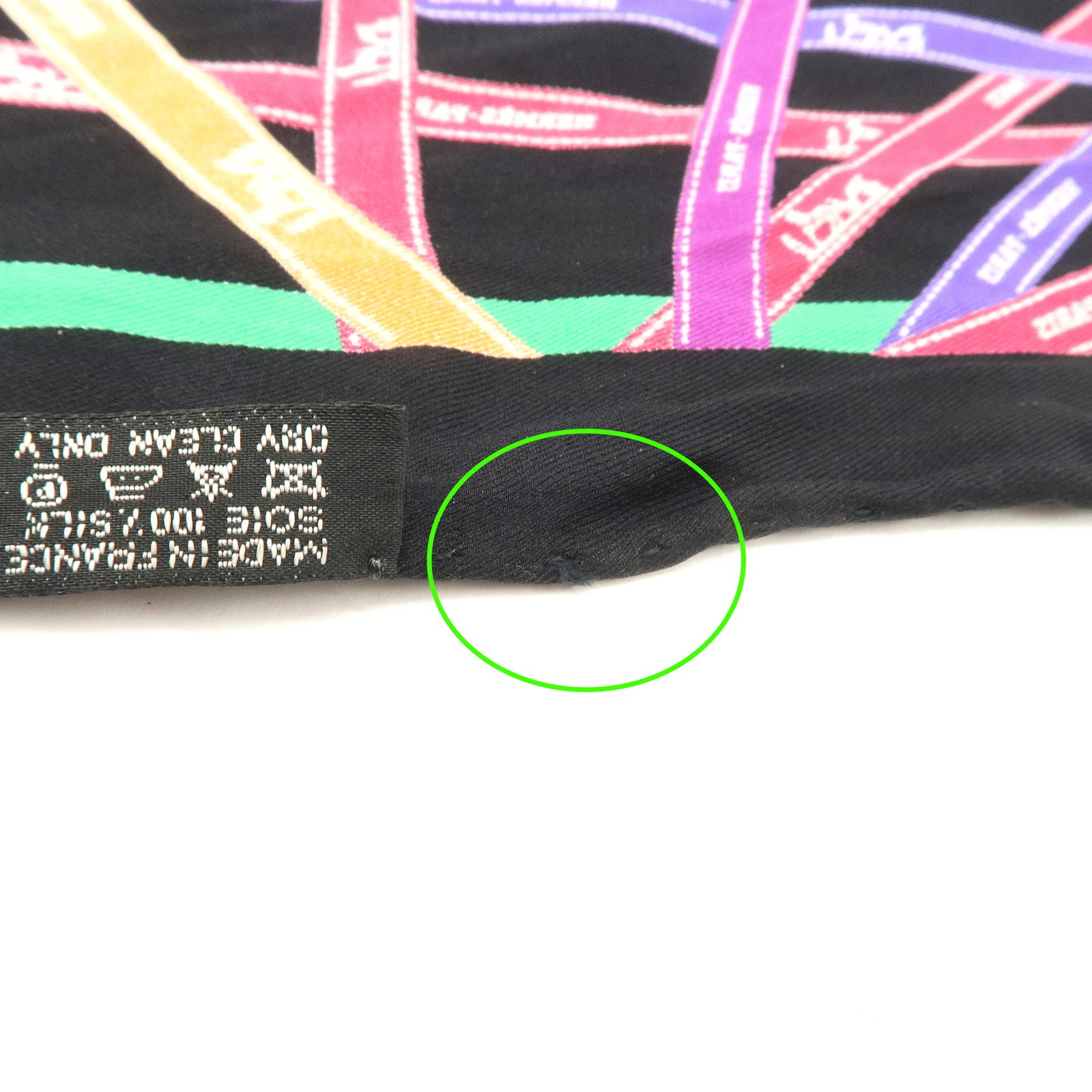 HERMES 90 Silk 100% Pointe Bolduc Triangle Scarf Black