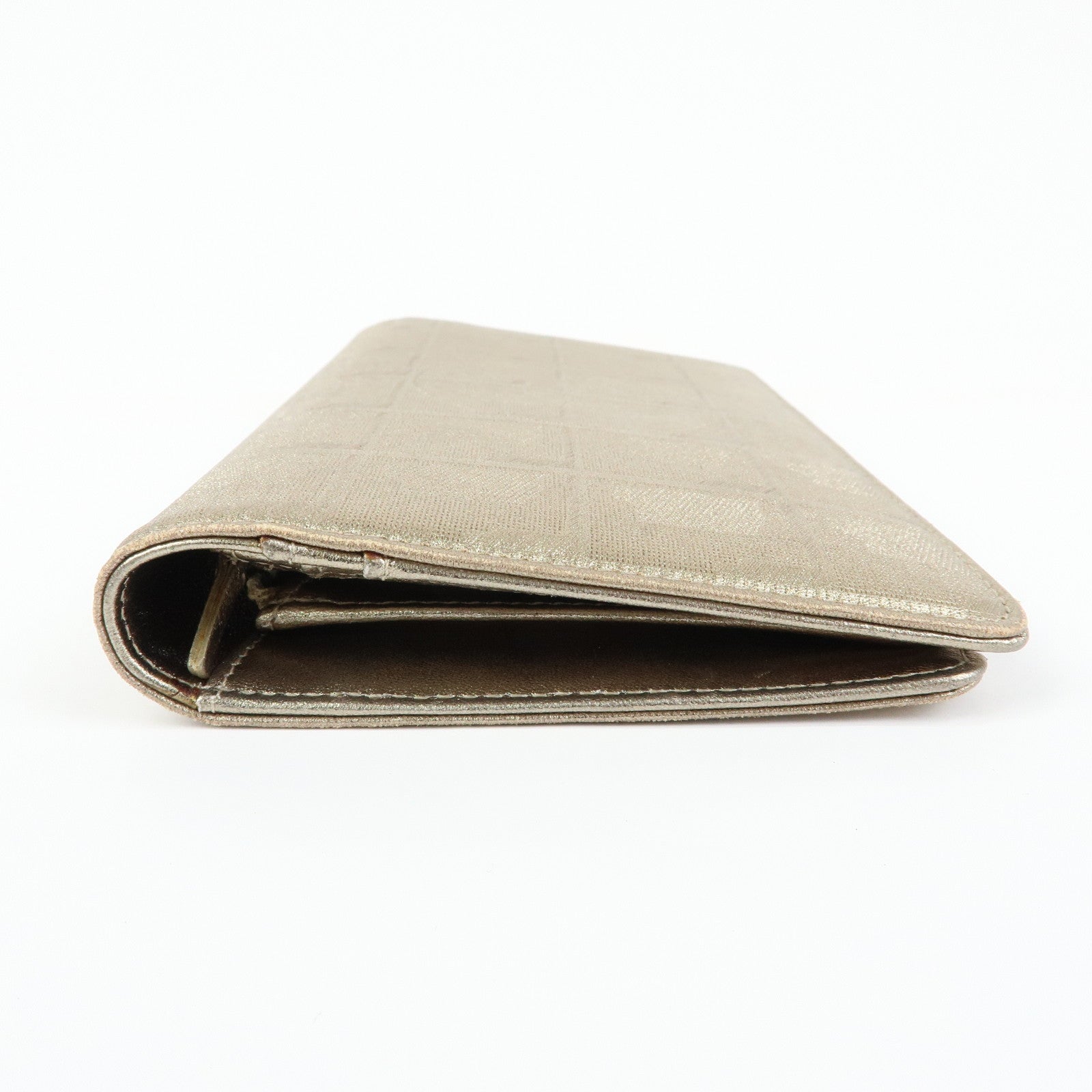 CHANEL New Travel Line Nylon Jacquard Long Wallet Gold