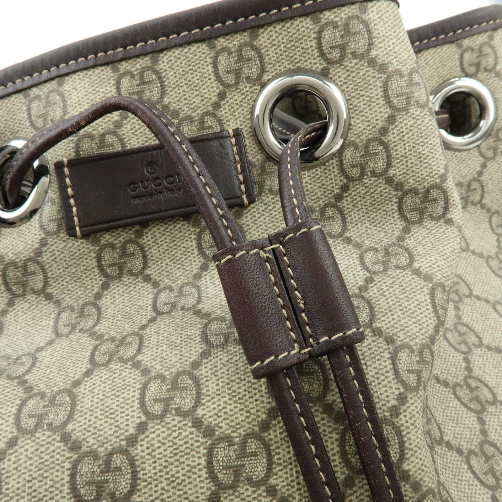 GUCCI GG Supreme Leather Backpack Rucksack Beige Brown 189745