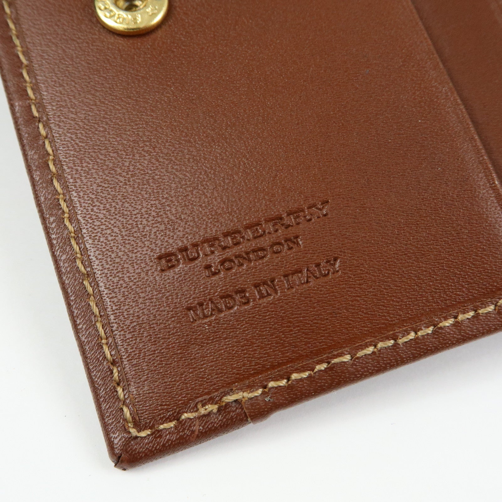BURBERRY Nova Plaid PVC Coated Canvas Leather Compact Wallet Beige
