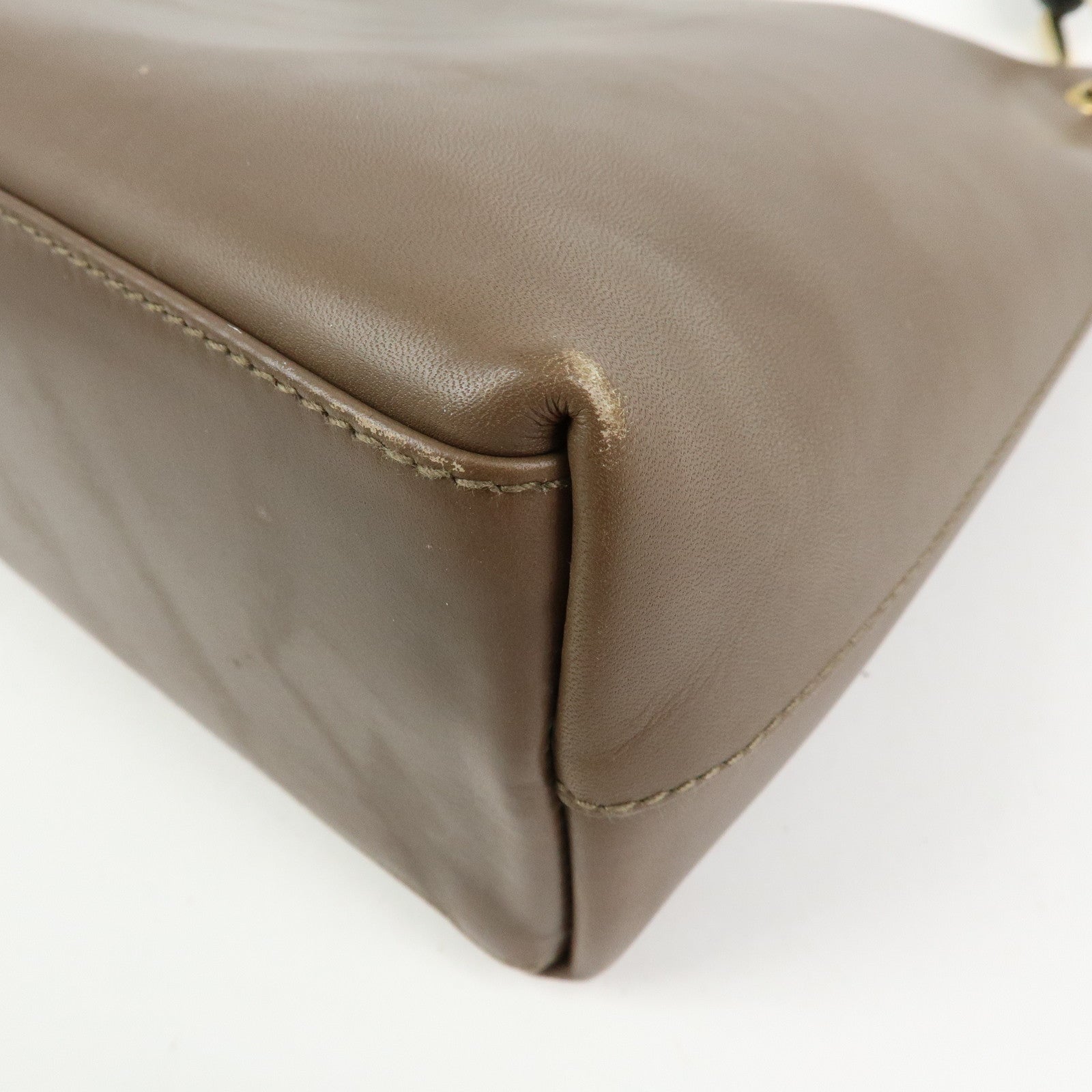 GUCCI Bamboo Leather Shoulder Bag Hand Bag Brown 001・2058・1883・0