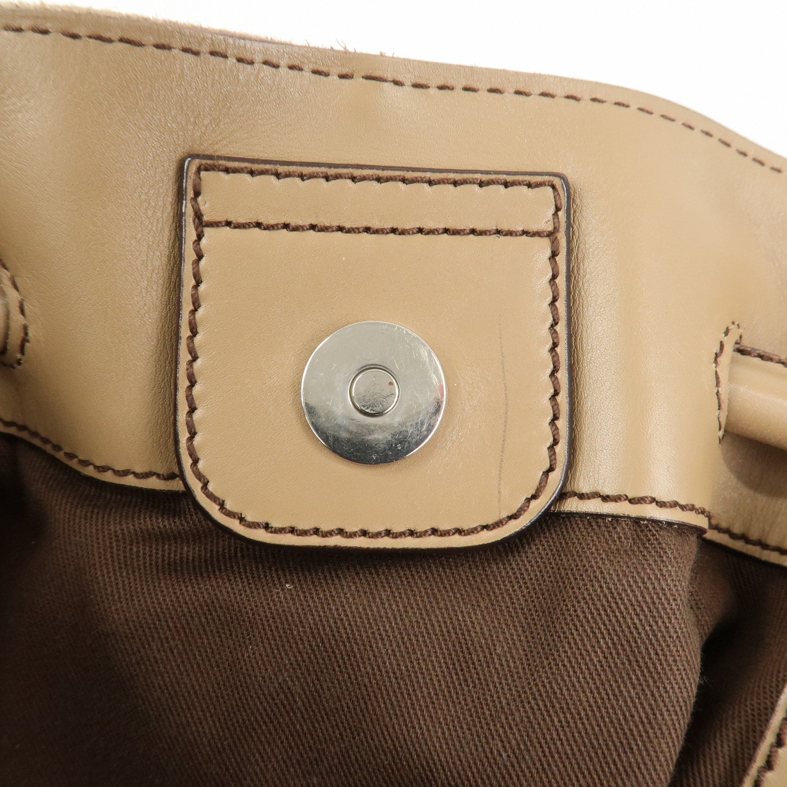 Ferragamo Suede Shoulder Bag Hand Bag Beige