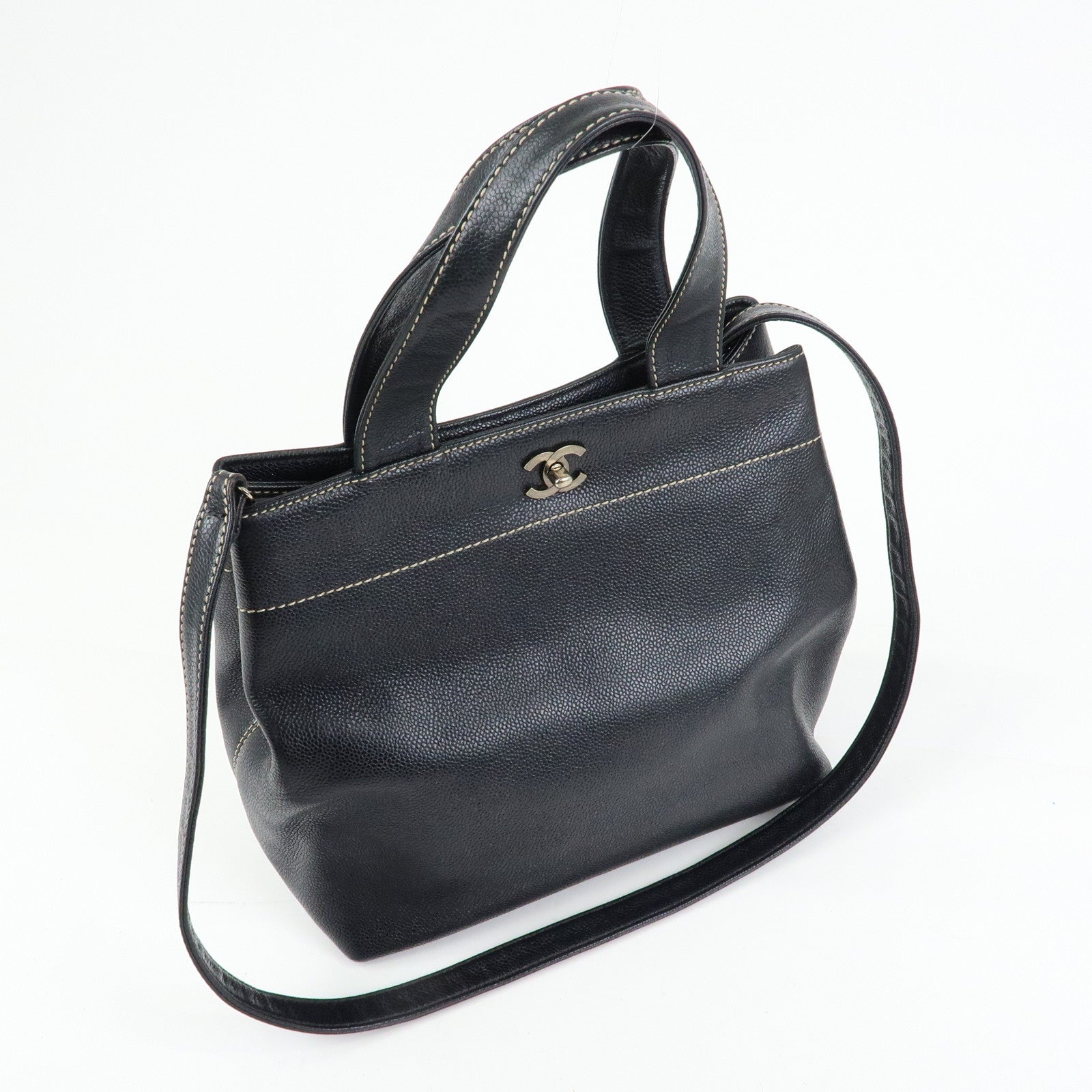 CHANEL COCO Mark Caviarskin 2Way Shoulder Bag Tote Bag 7034654