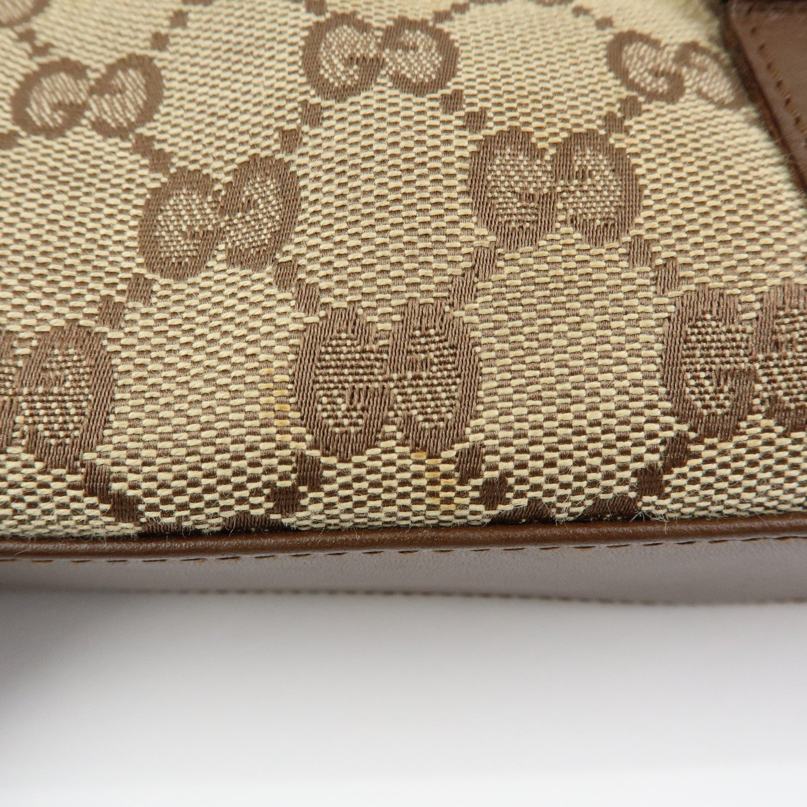 GUCCI Jackie GG Canvas Leather Hand Bag Brown 002.1068