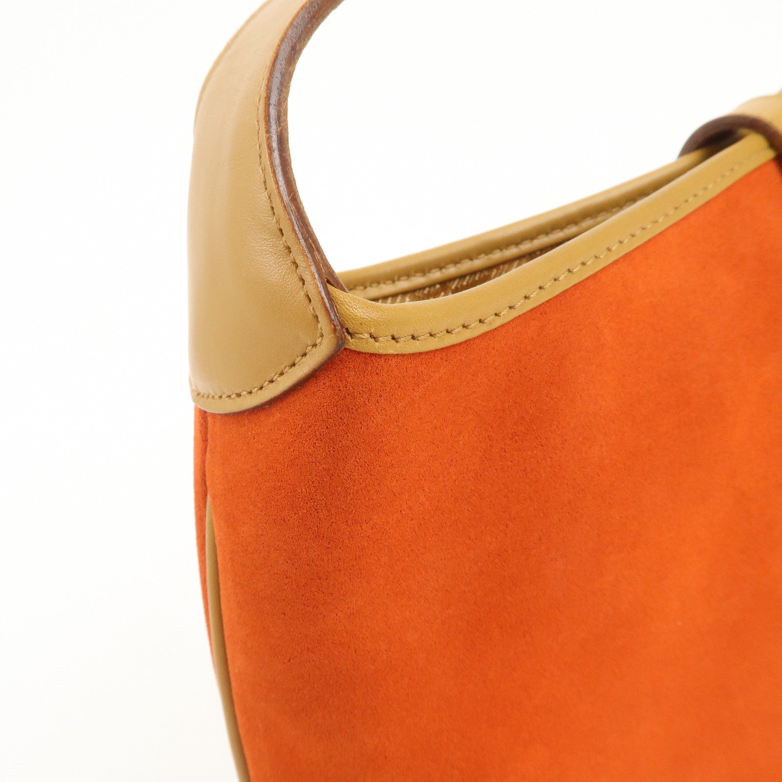 GUCCI Bamboo Suede Leather Shoulder Bag Orange 001・4060・002058