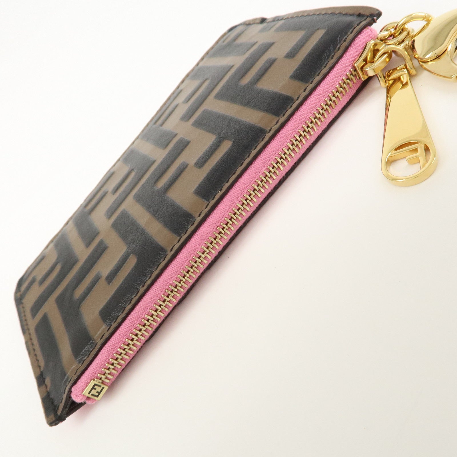 FENDI F IS FENDI Zucca Card Case Flagment Case Black Brown 8AP161