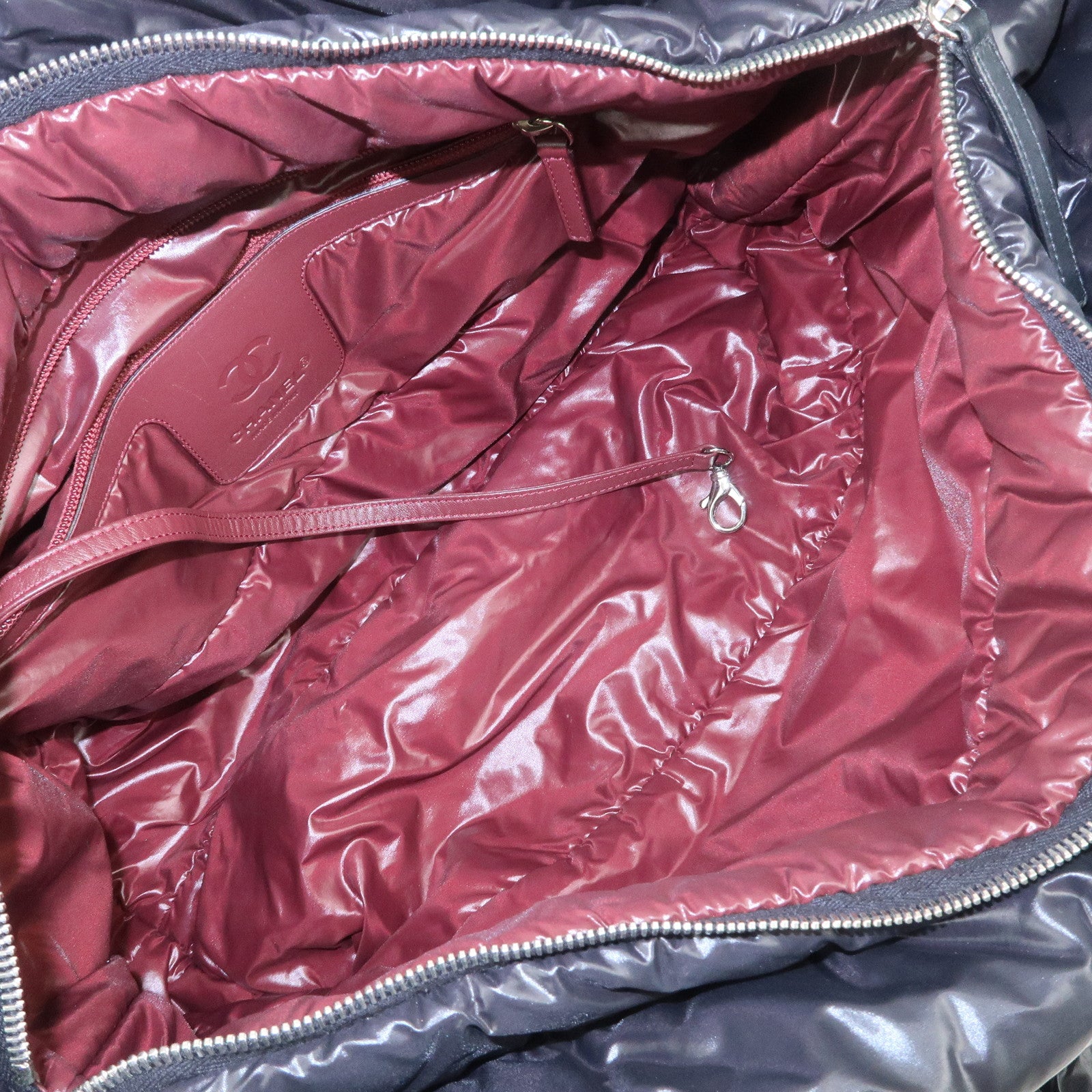 CHANEL COCO Cocoon Nylon Leather Tote MM Hand Bag Black A48611