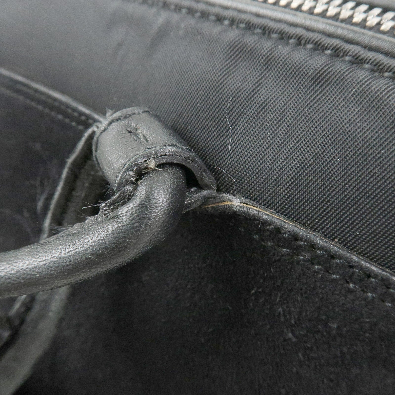 Ferragamo Gancini Suede Nylon Leather Shoulder Bag Hand Bag Black