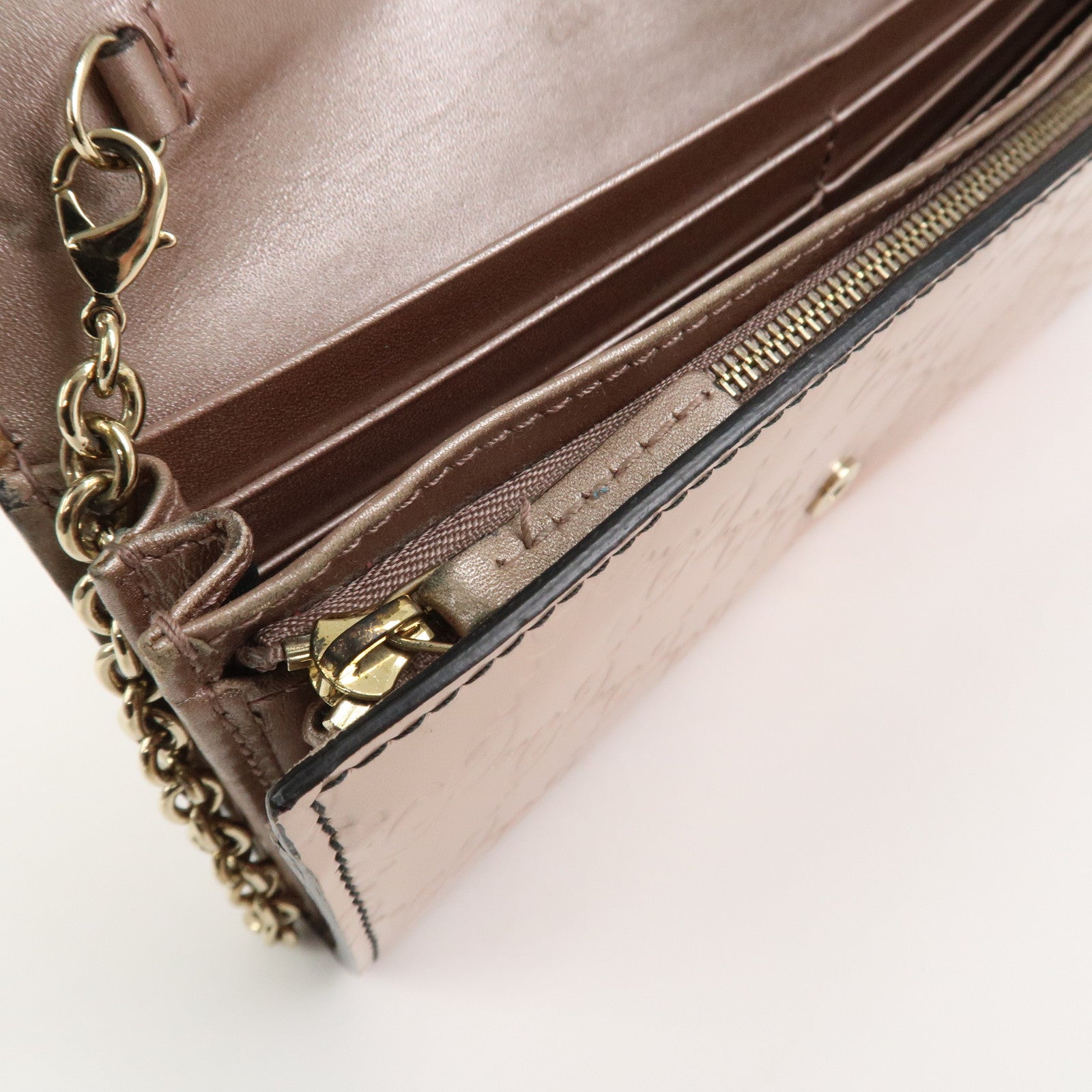 GUCCI Horsebit Guccissima Leather Chain Wallet Tassel Pink 295360
