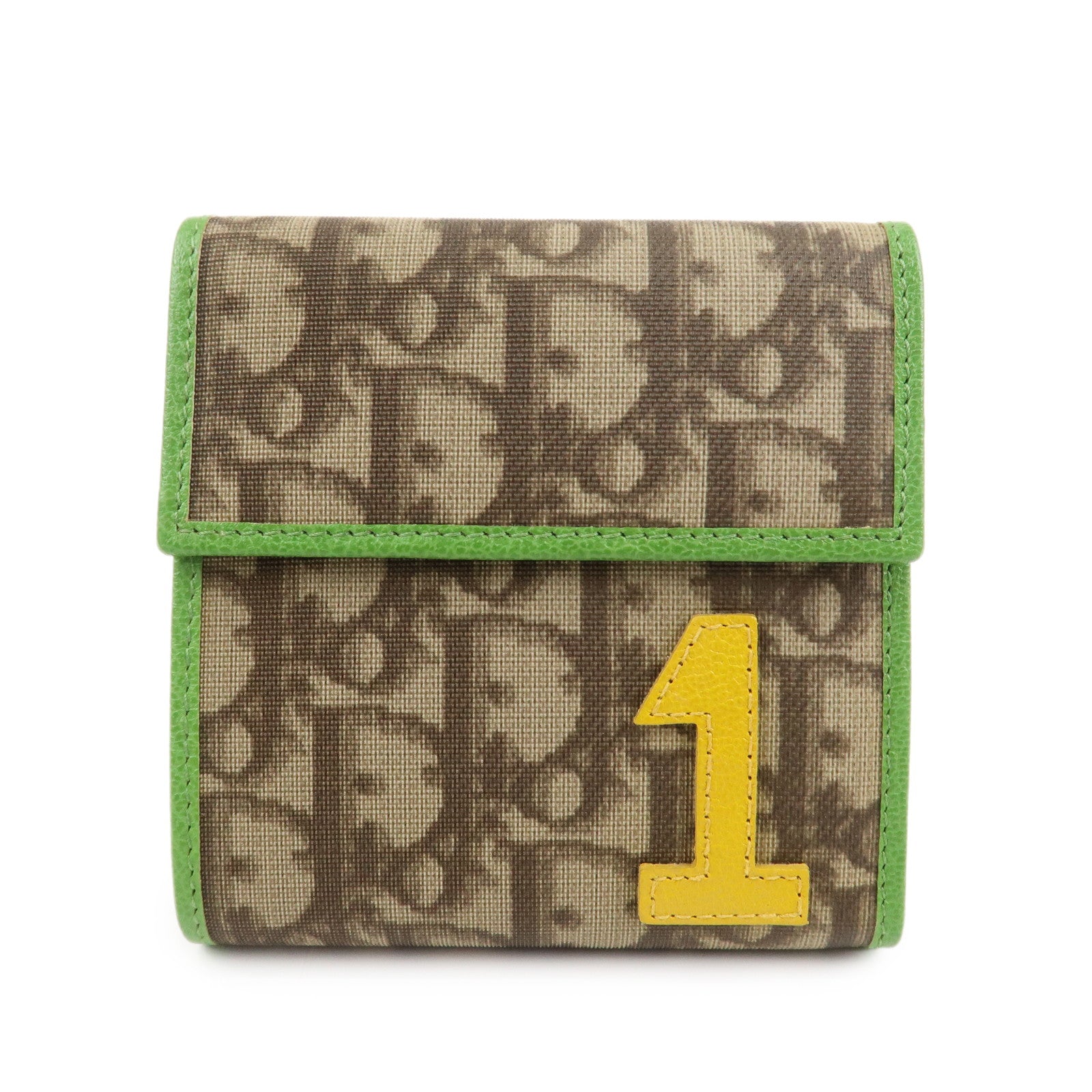 Christian Dior Rasta Trotter PVC Leather Compact Wallet Brown Green