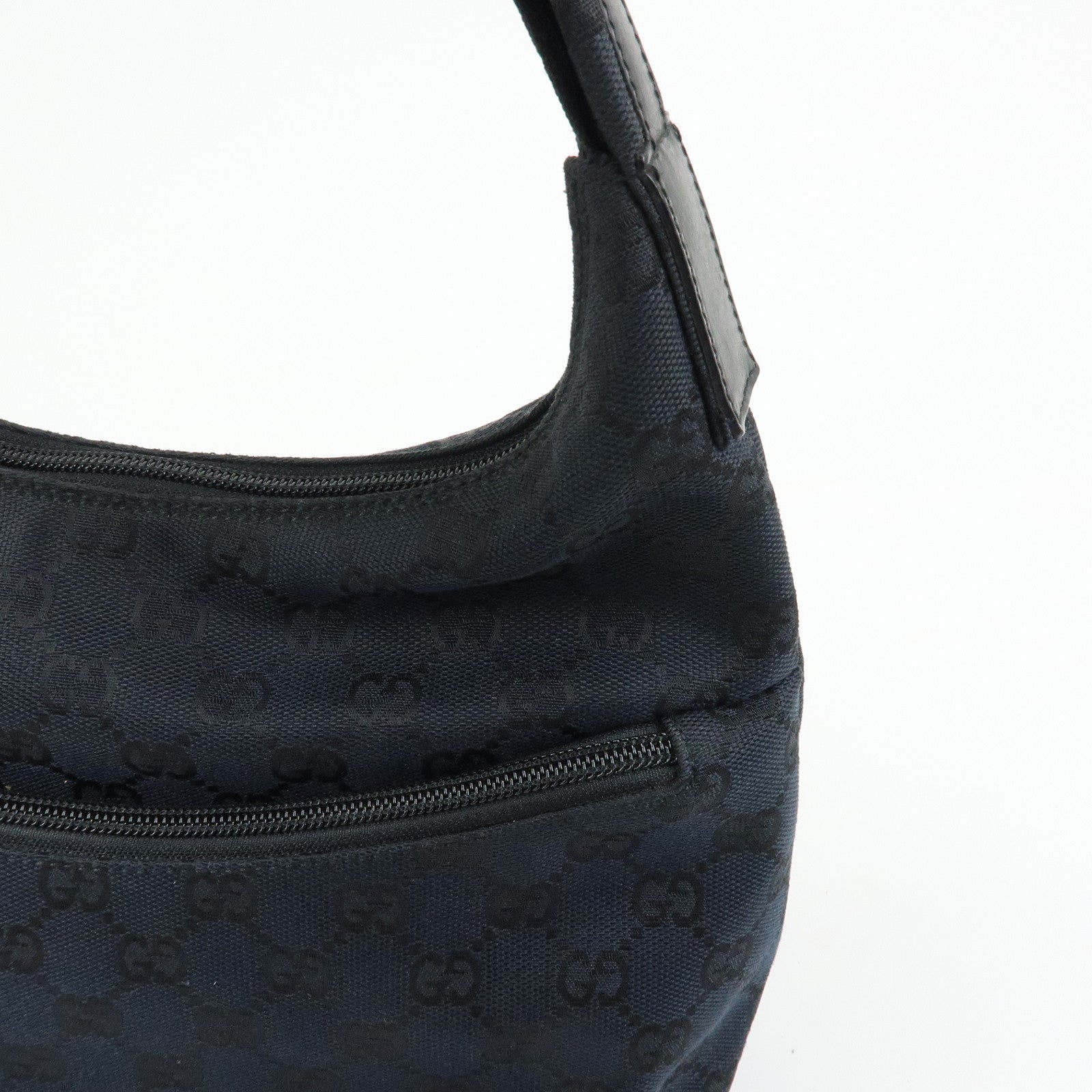 GUCCI GG Canvas Leather Hand Bag Shoulder Bag Black 001・3386