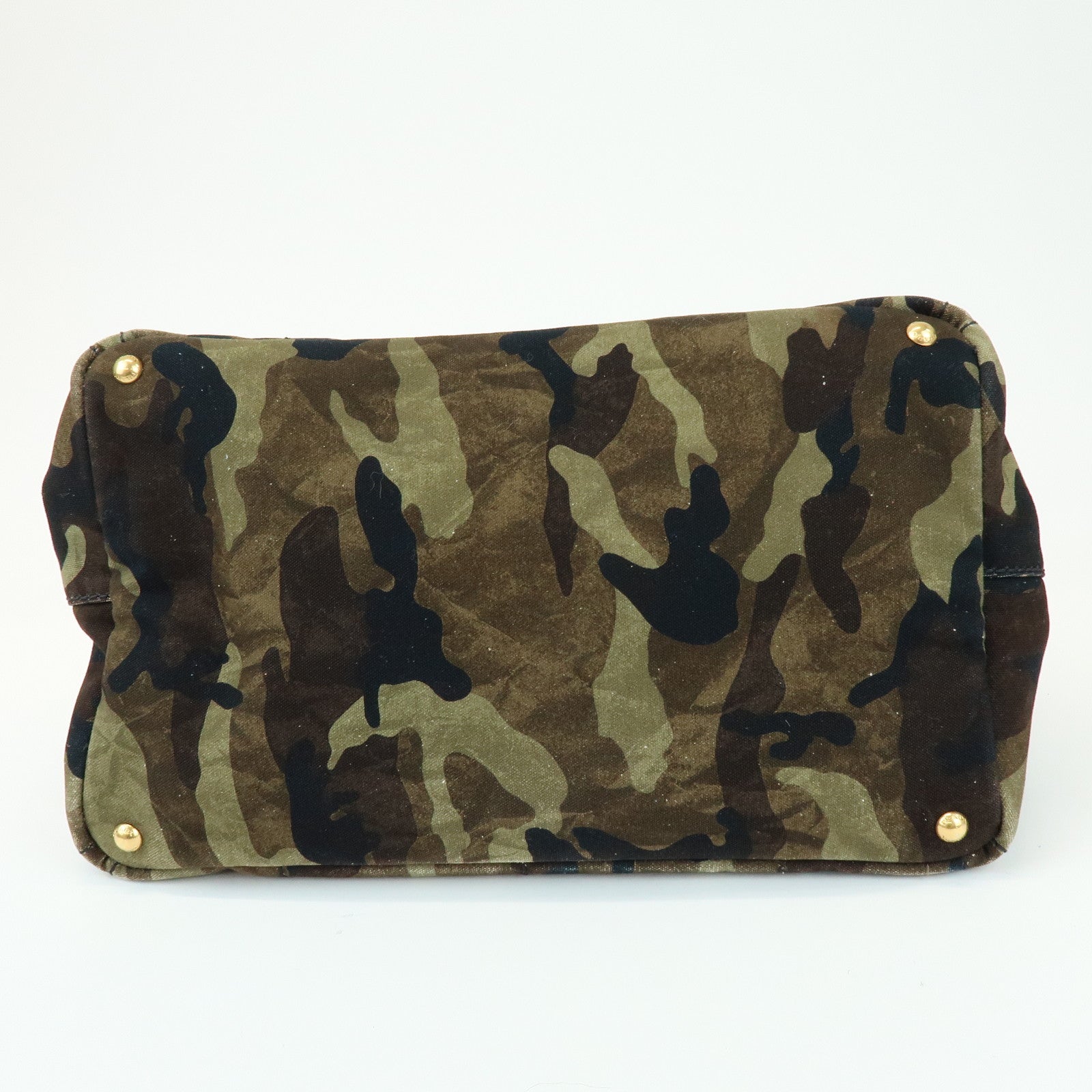 PRADA Triangle Logo Canapa Tote Bag Hand Bag Brown Khaki BN2020