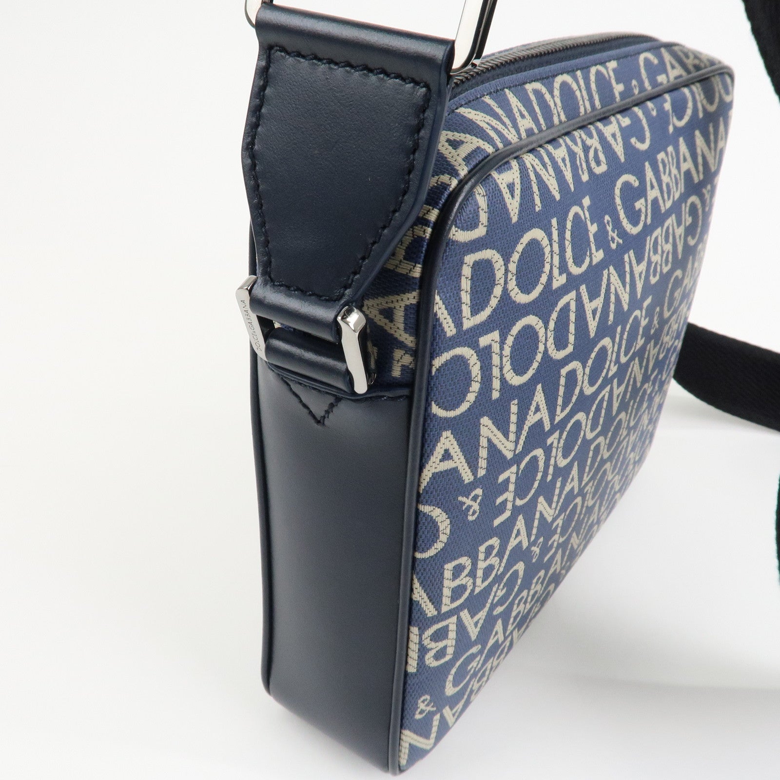 Dolce&Gabbana Canvas PVC Leather Shoulder Bag Navy