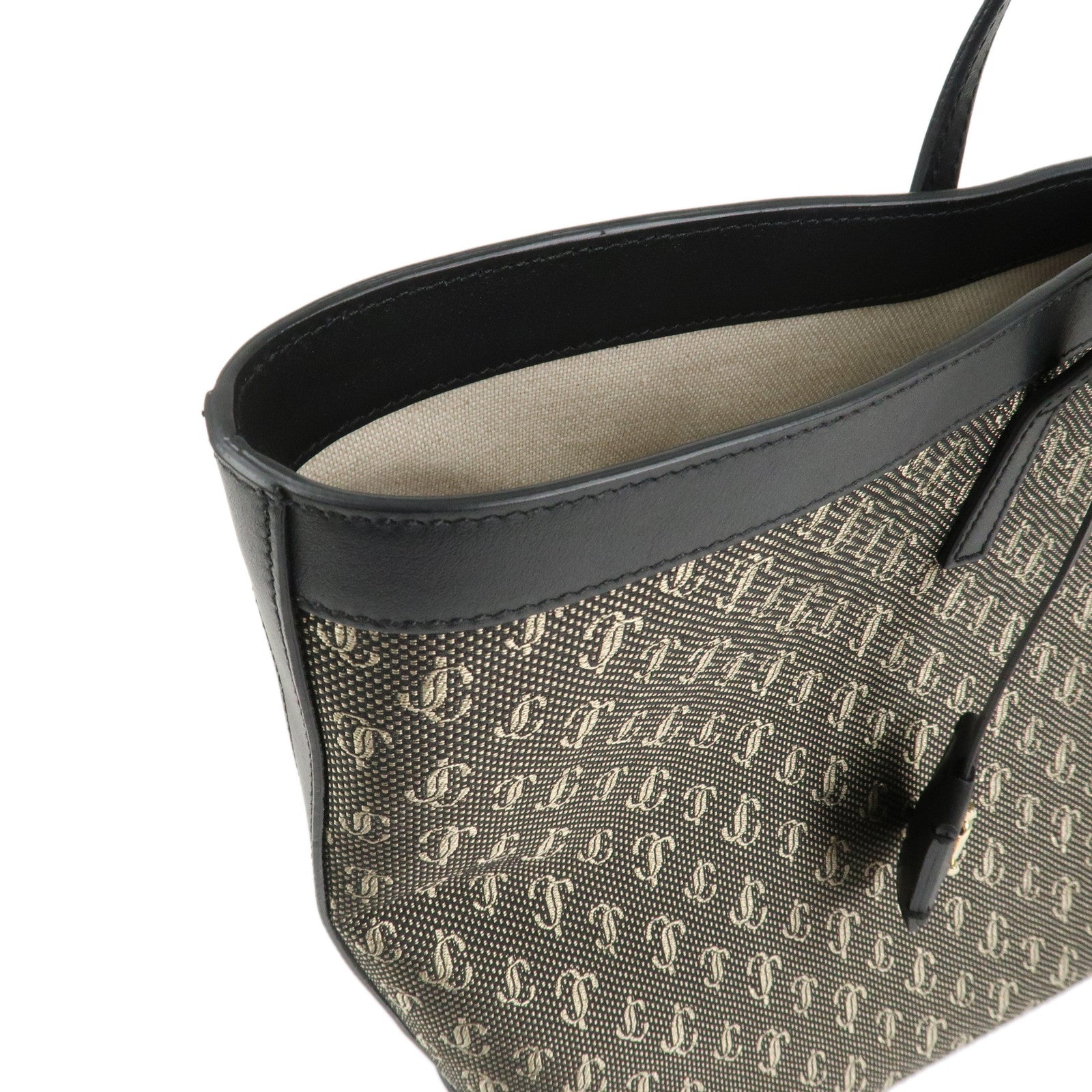 JIMMY CHOO Jaquard Leather Tote Bag Shoulder Bag Black