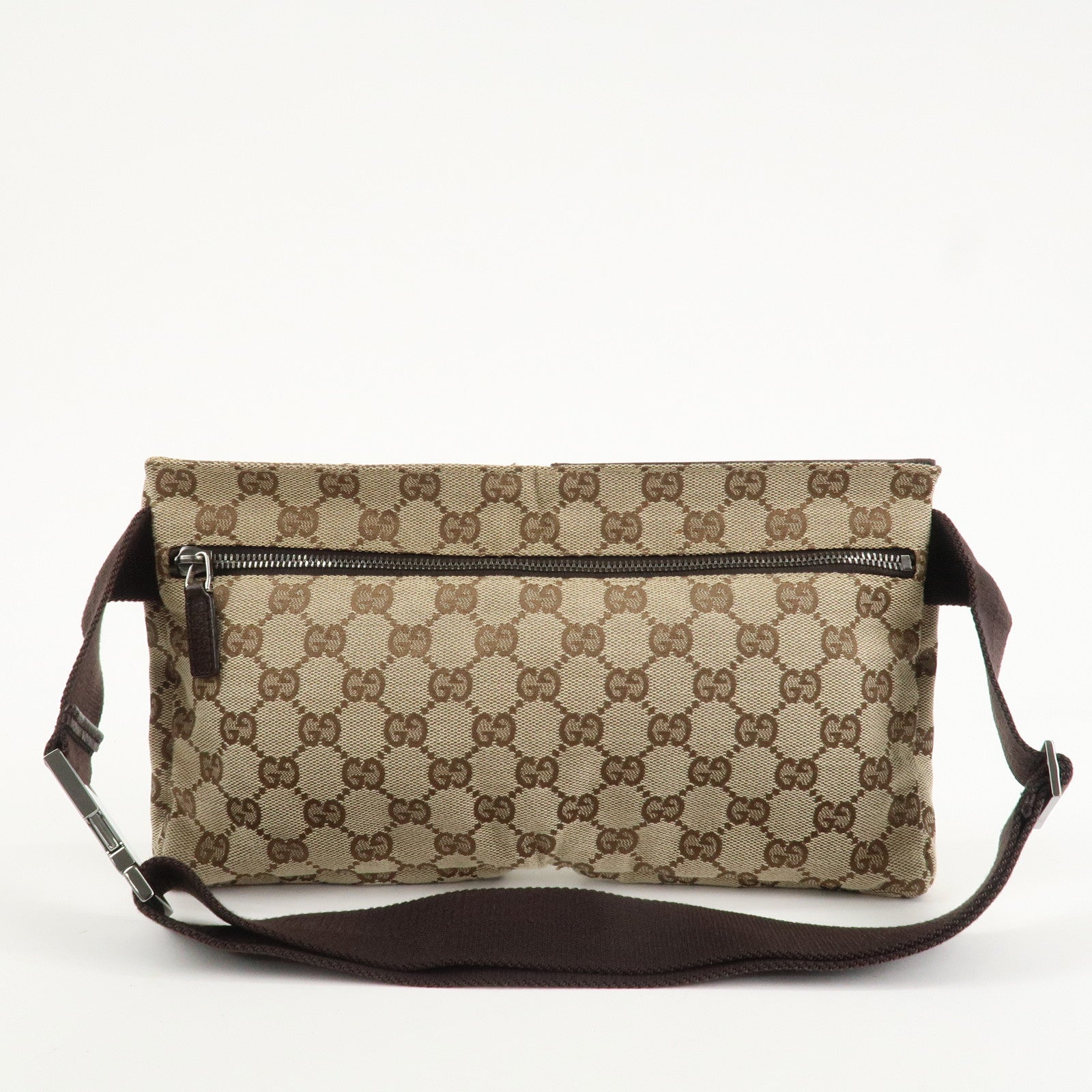 GUCCI GG Canvas Leather Waist Bag Crossbody Bag Beige Brown 28566 Used