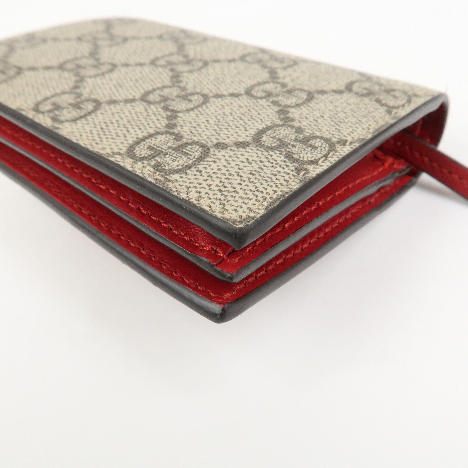 GUCCI Interlocking G GG Supreme Cherry Compact Wallet Beige 476050