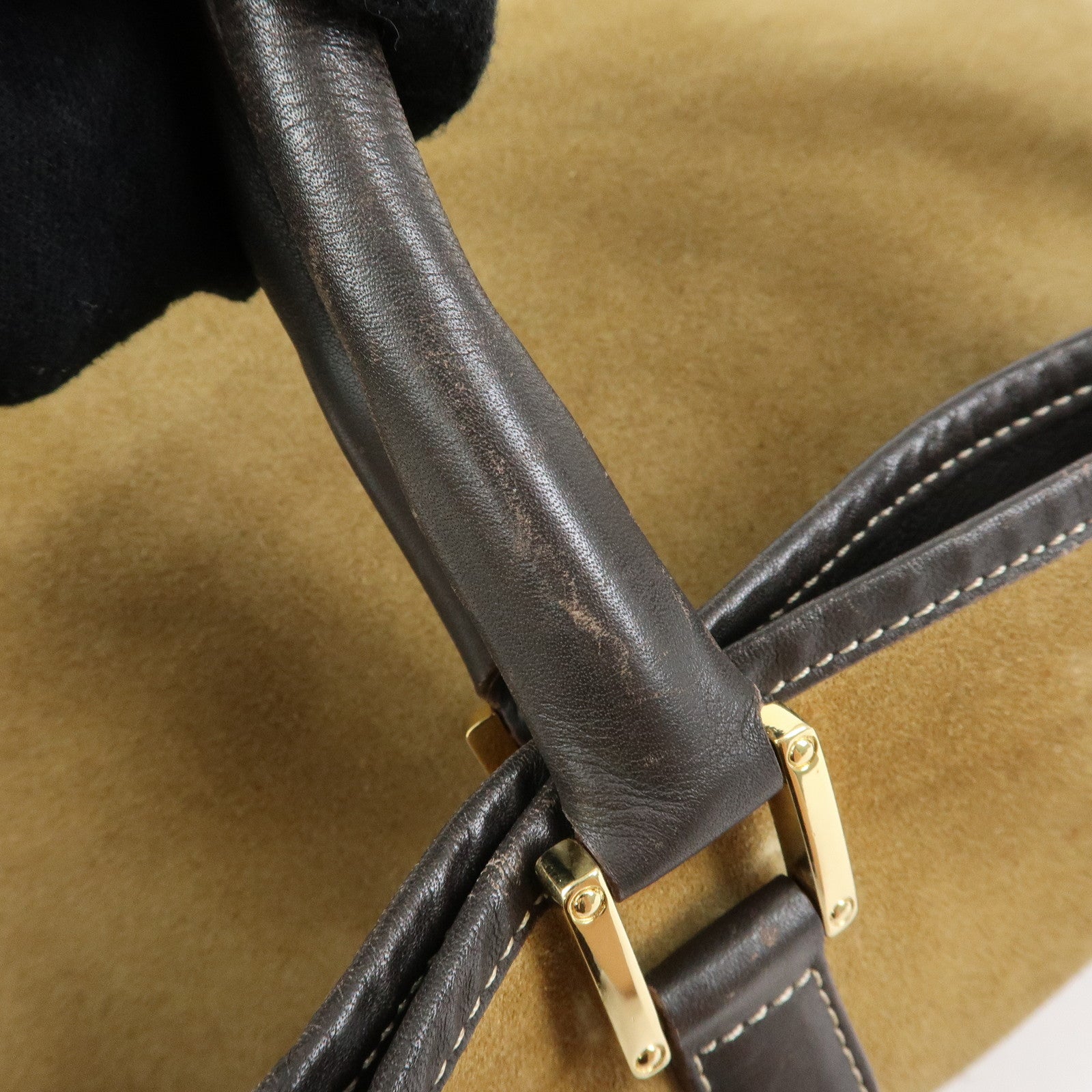 LOEWE Anagram Suede Leather Tote Bag Hand Bag Brown Authentic Used F/S
