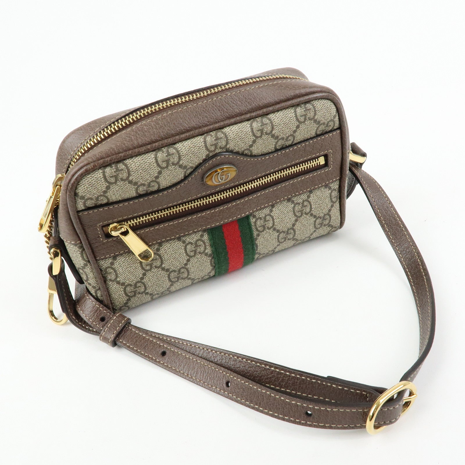 GUCCI Ophidia Sherry GG Supreme Leather Shoulder Bag Brown 517350