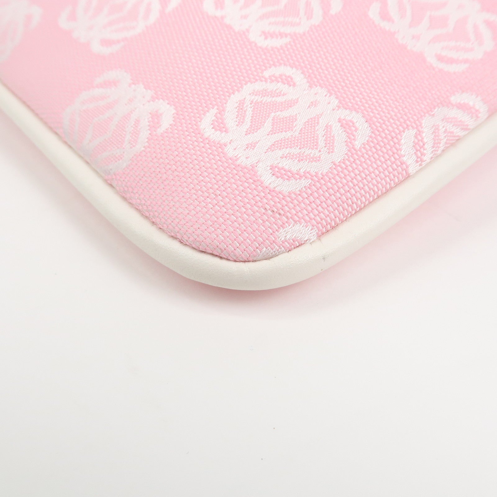 LOEWE Anagram Canvas Leather Shoulder Bag Pink White