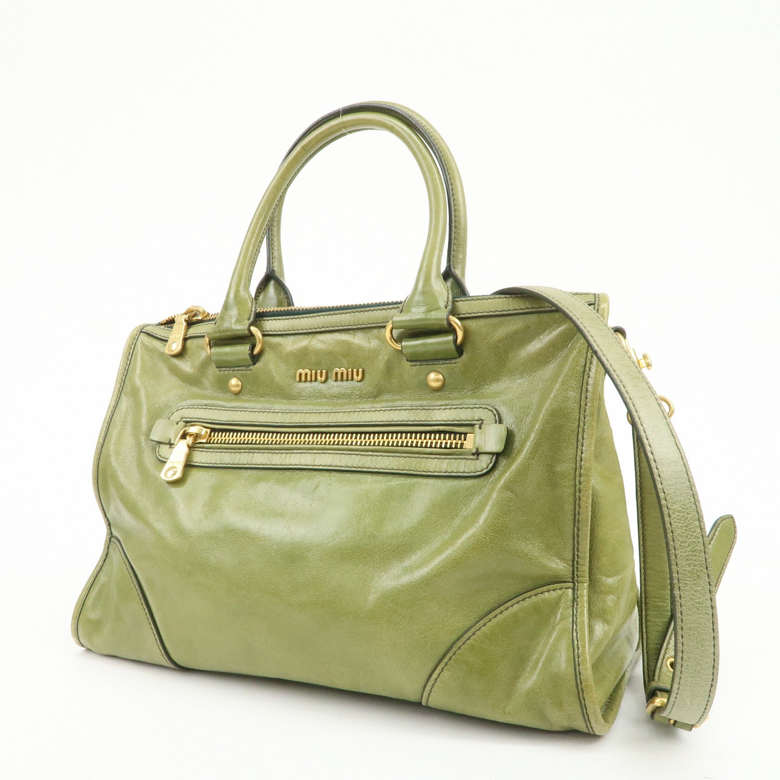 MIU MIU 2Way Bag Hand Bag Shoulder Bag Light Green RL0043