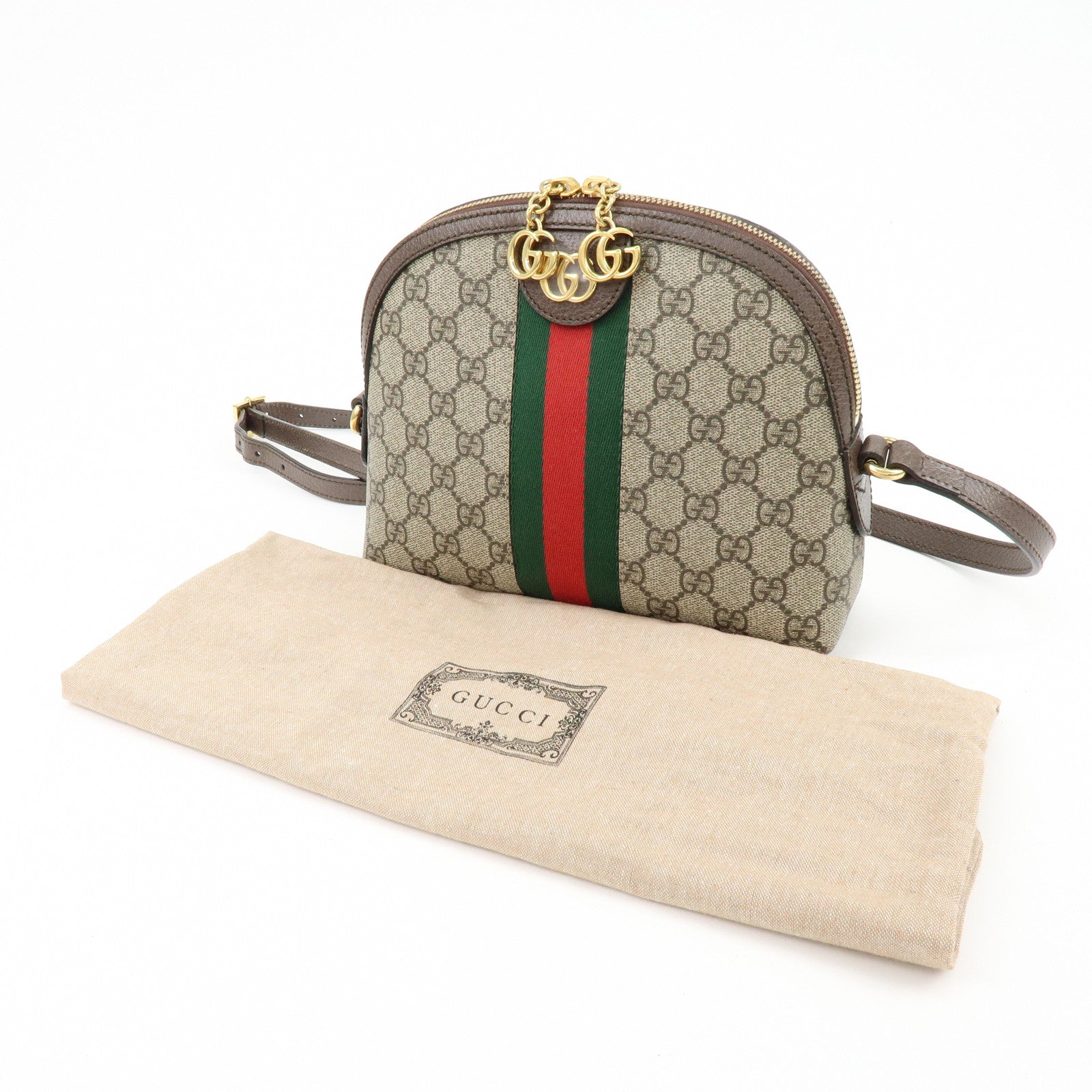 GUCCI Sherry Ophidia GG Supreme Leather Shoulder Bag Beige 499621