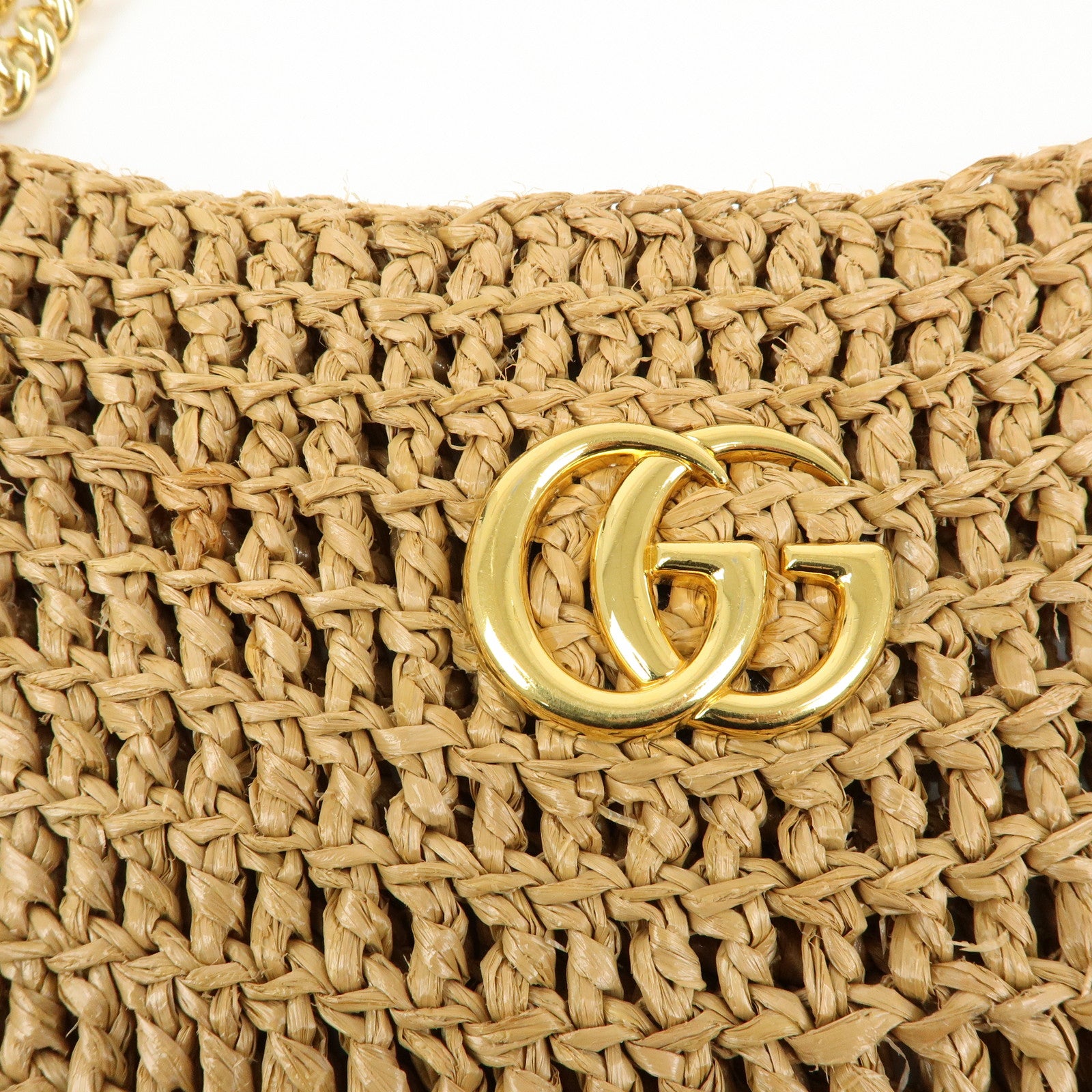 GUCCI GG Straw Leather Tote Bag Shoulder Bag Natural Black 574431