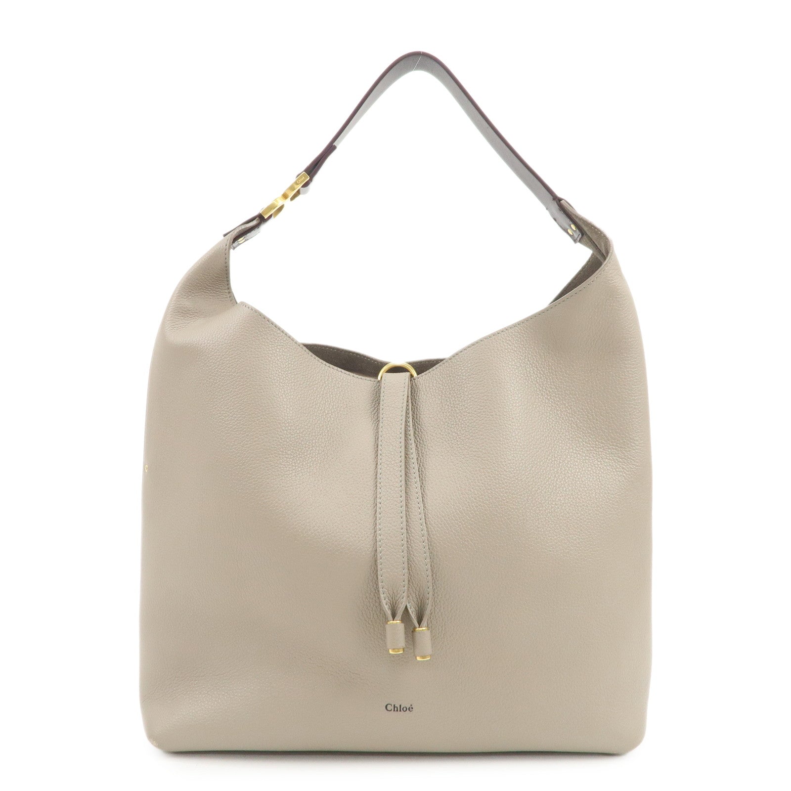Chloe Marcie Grain Calf Leather Hobo Bag Shoulder Bag Motty Grey