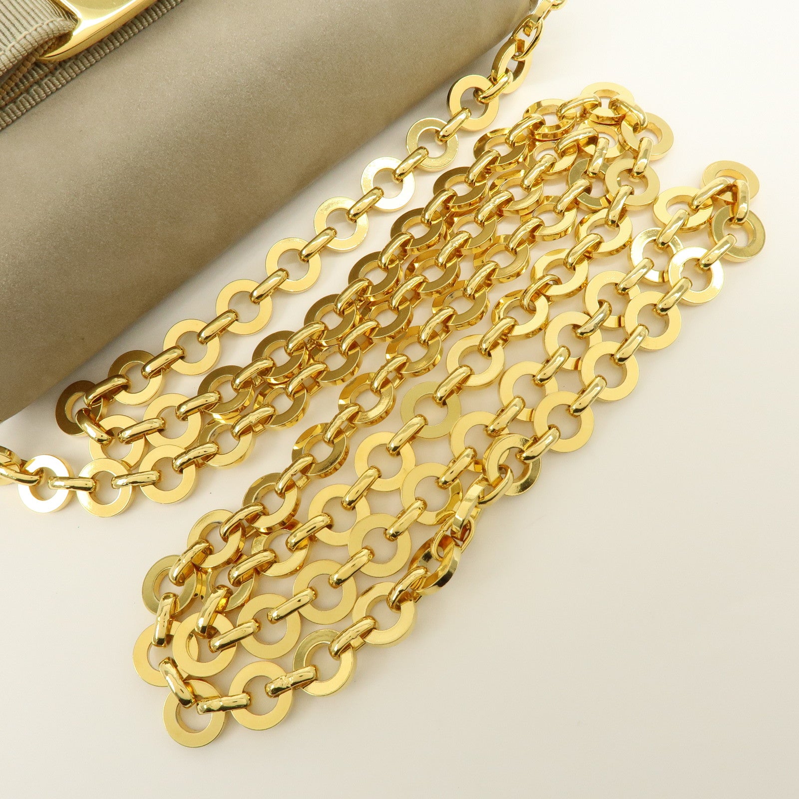 Ferragamo Vara Suede 3Way Chain Shoulder Bag Clutch Waist Bag Beige