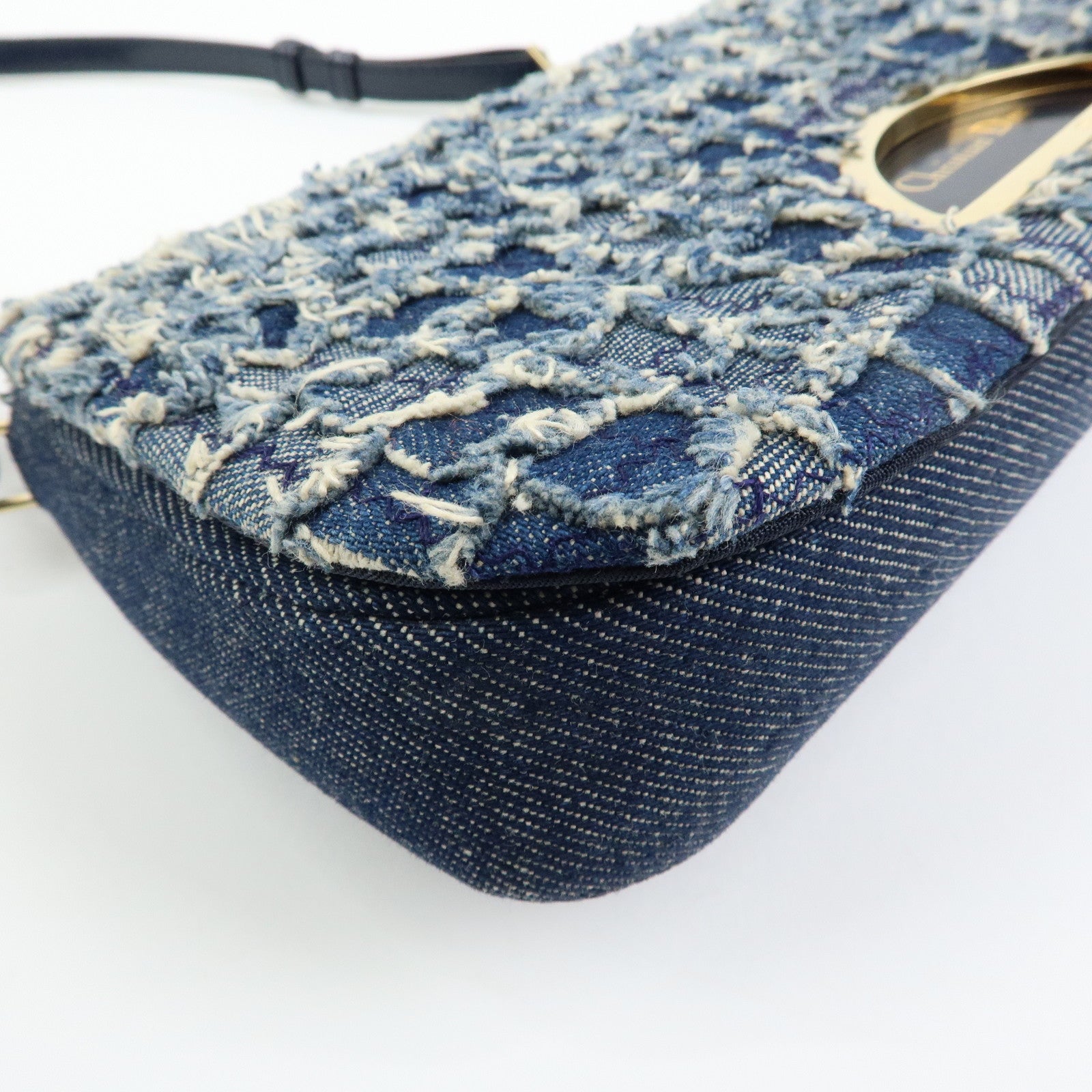 Christian Dior Maris Pearl Denim Patent Leather Shoulder Hand Bag