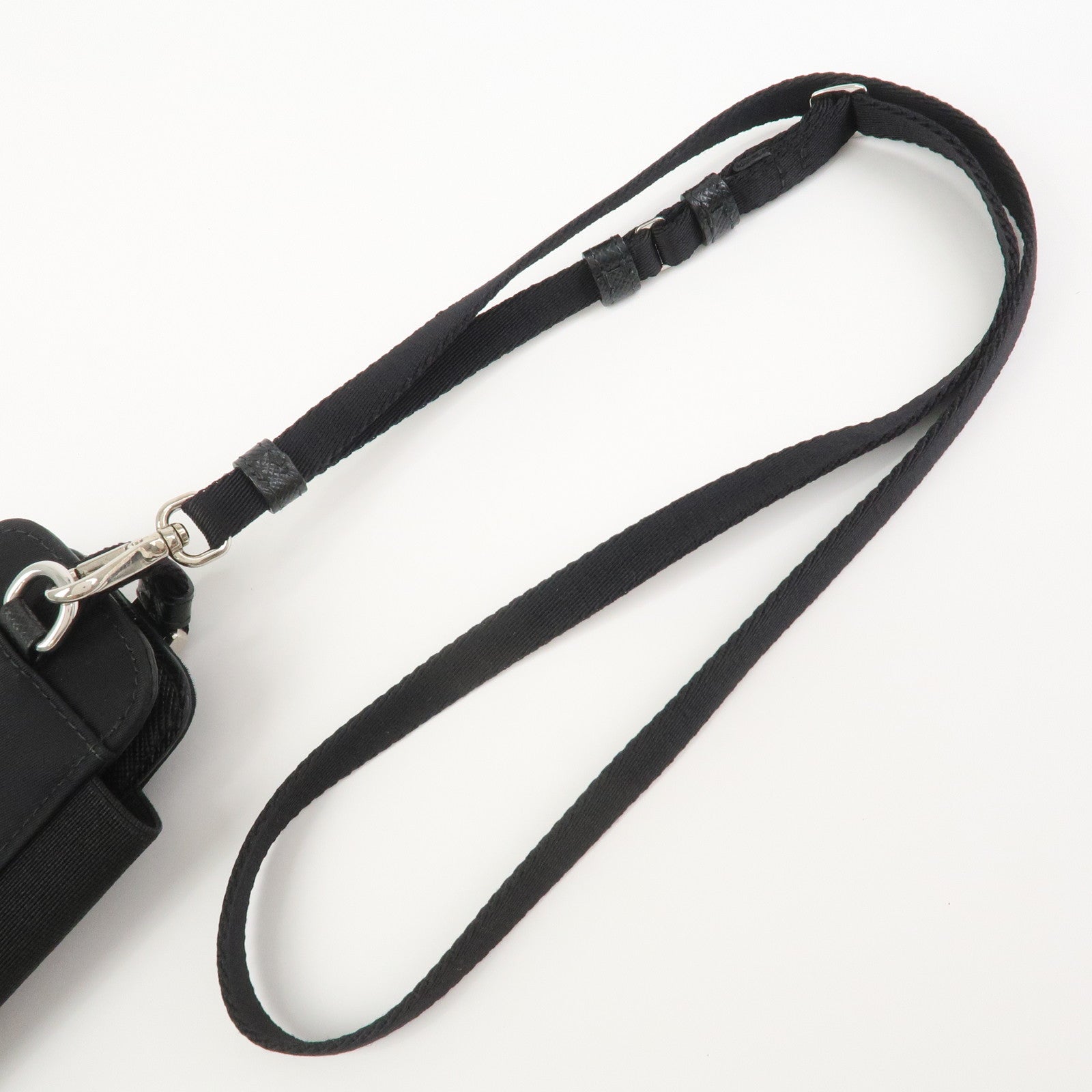 PRADA Triangle Logo Nylon Leather Phone Case Black 1ZT023